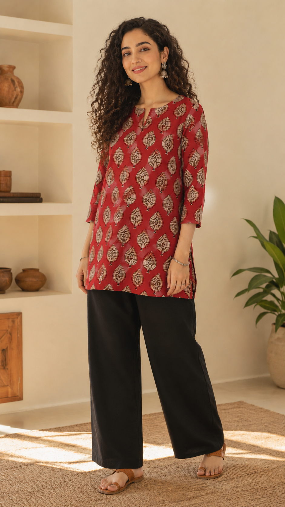 Crimson Paisley Hand Block Printed Cotton Co-ord Set