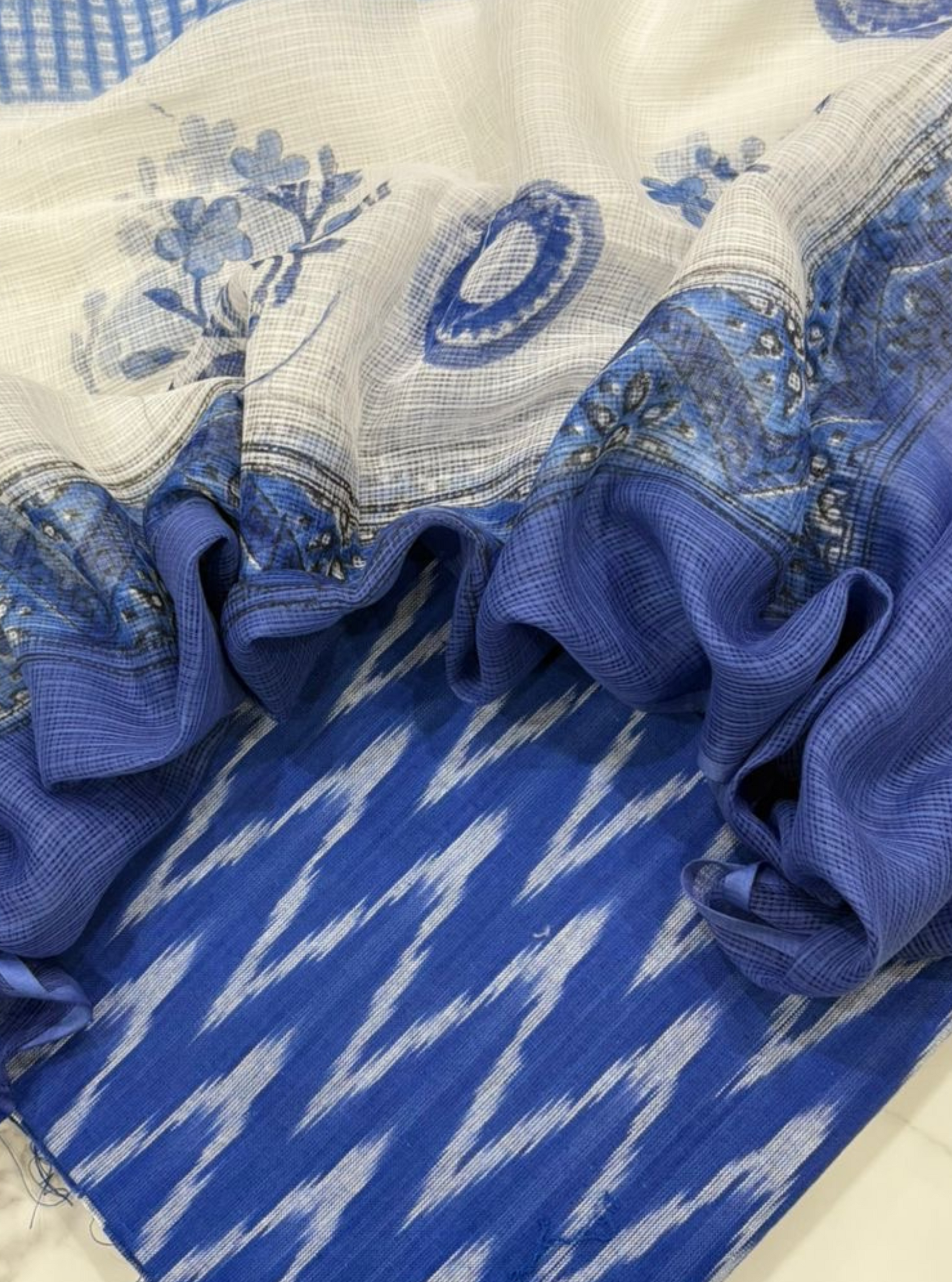 Ocean Blue Ikkat Kurta with Kotadoriya Dupatta