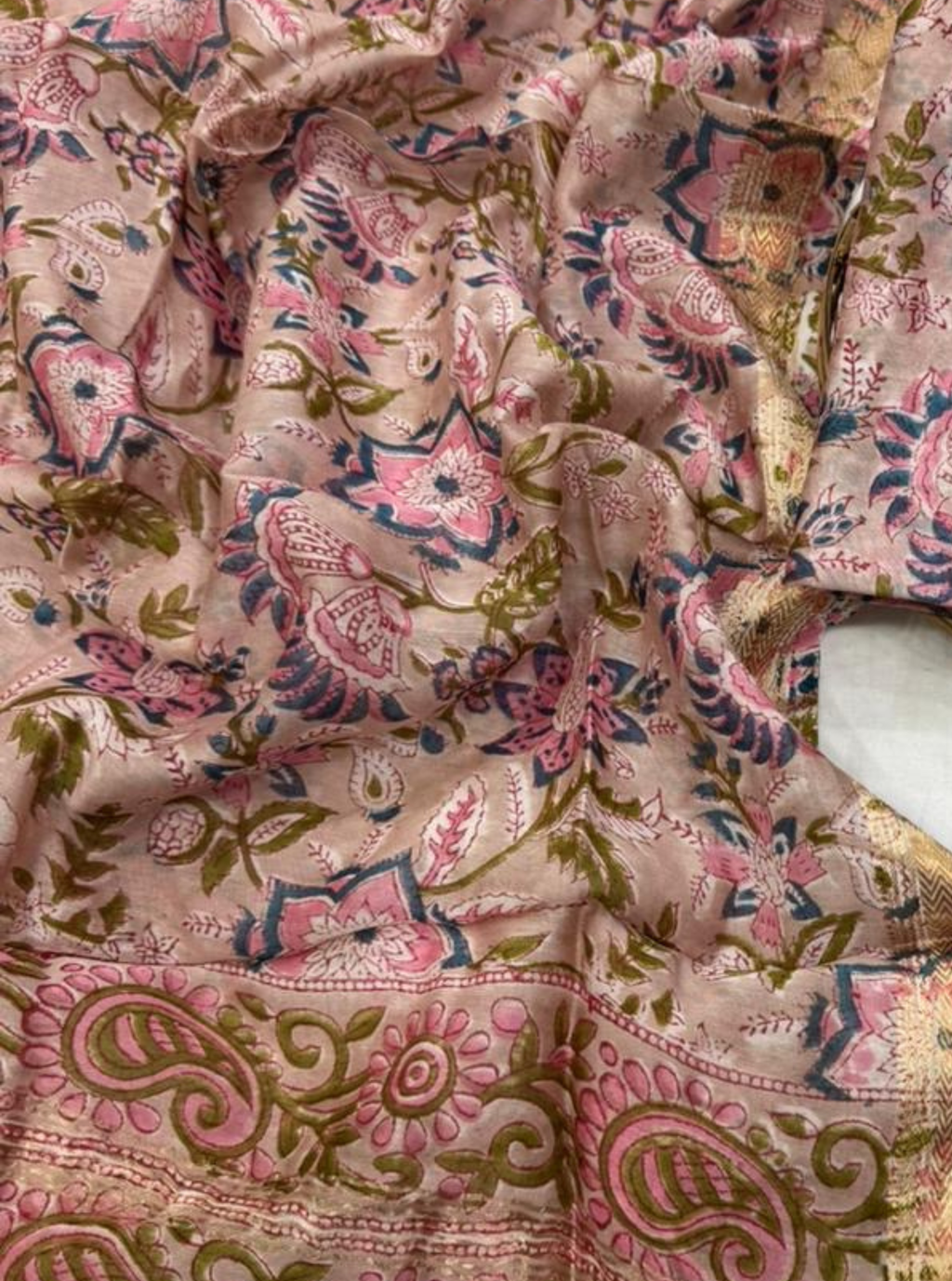 Gulabi Kashish Maheshwari Handblock Suit Set