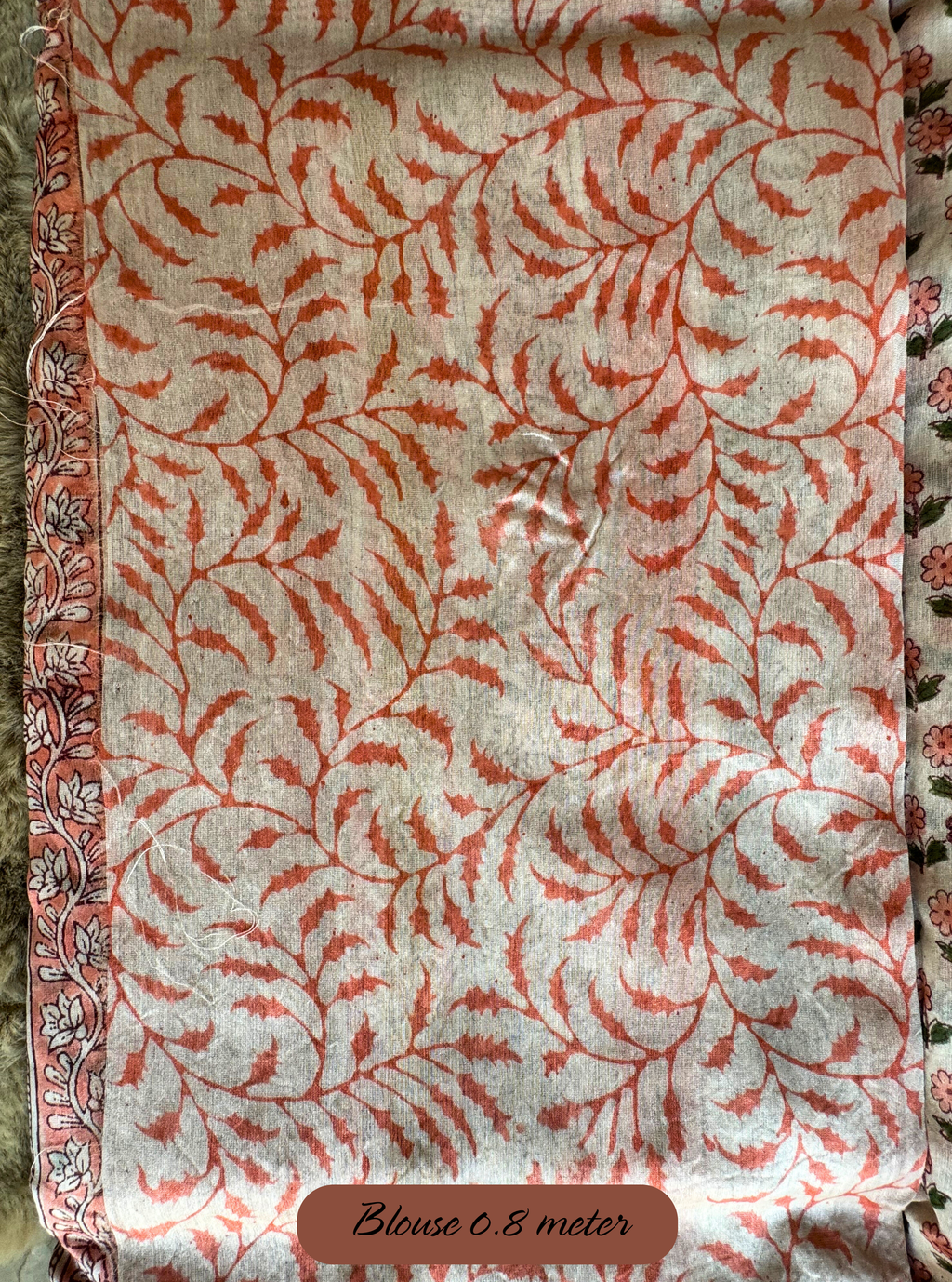 Peach Garden Chanderi Silk Blockprint Saree