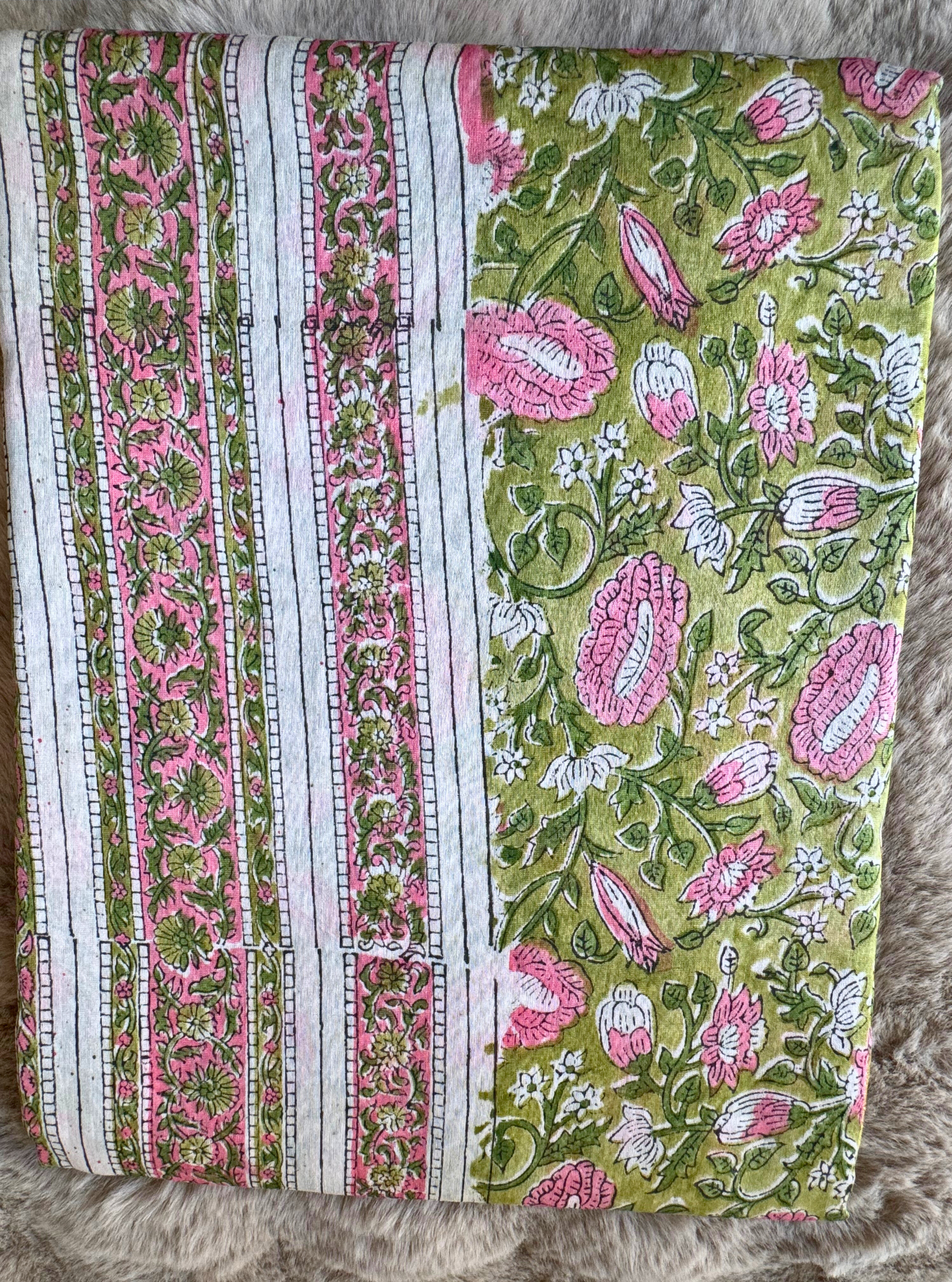 Gulmohar Bloom Maheshwari Silk Blockprint Saree