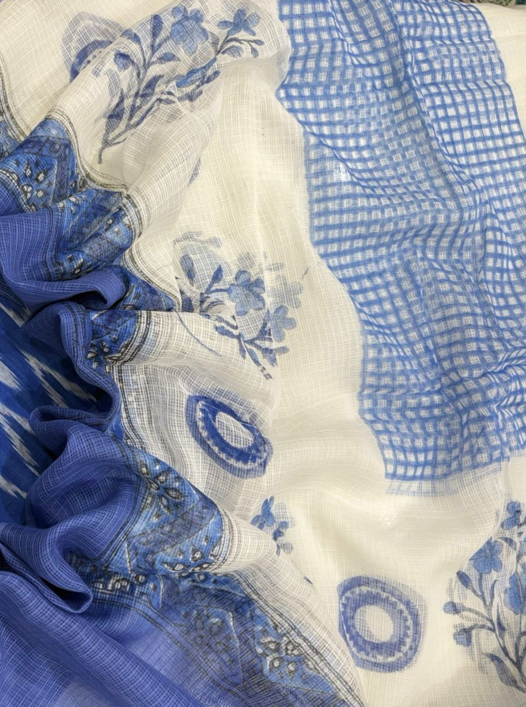 Ocean Blue Ikkat Kurta with Kotadoriya Dupatta