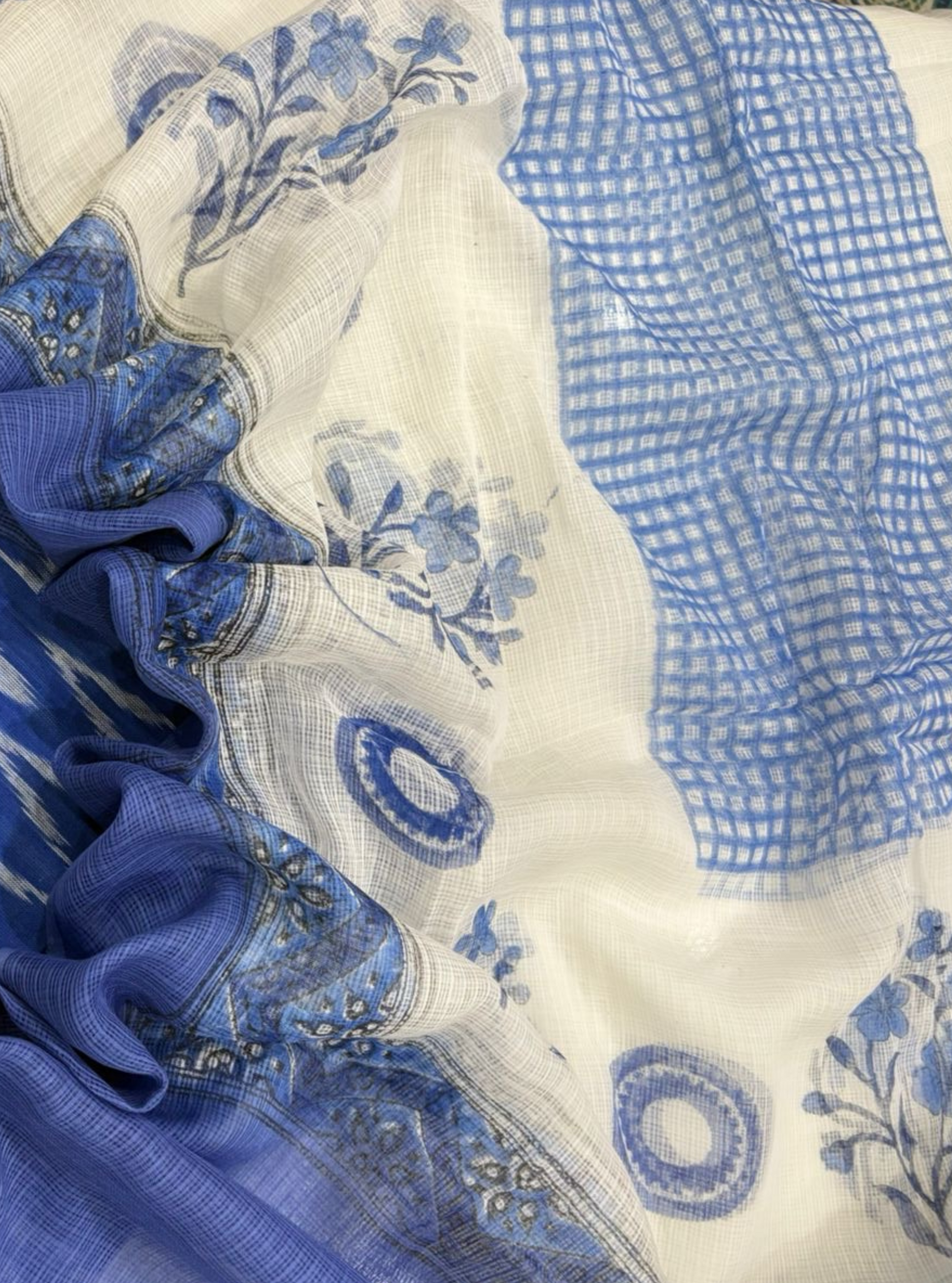 Ocean Blue Ikkat Kurta with Kotadoriya Dupatta