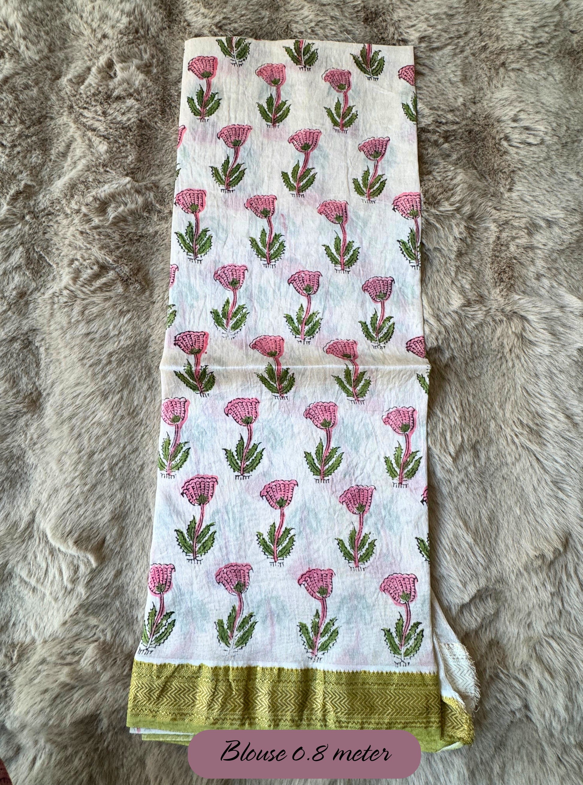 Gulmohar Bloom Maheshwari Silk Blockprint Saree