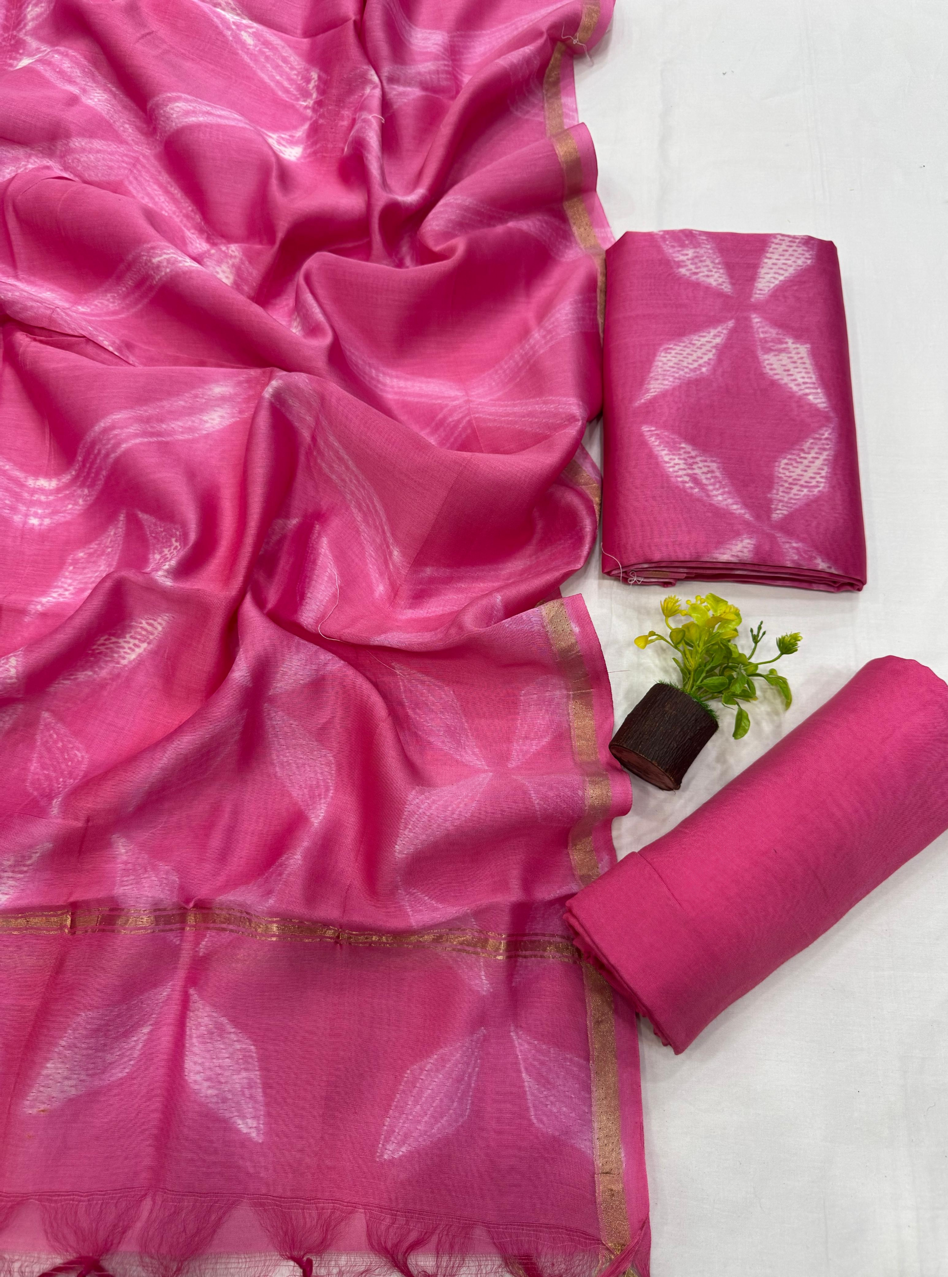 Blush Pink Chanderi Silk Suit Set