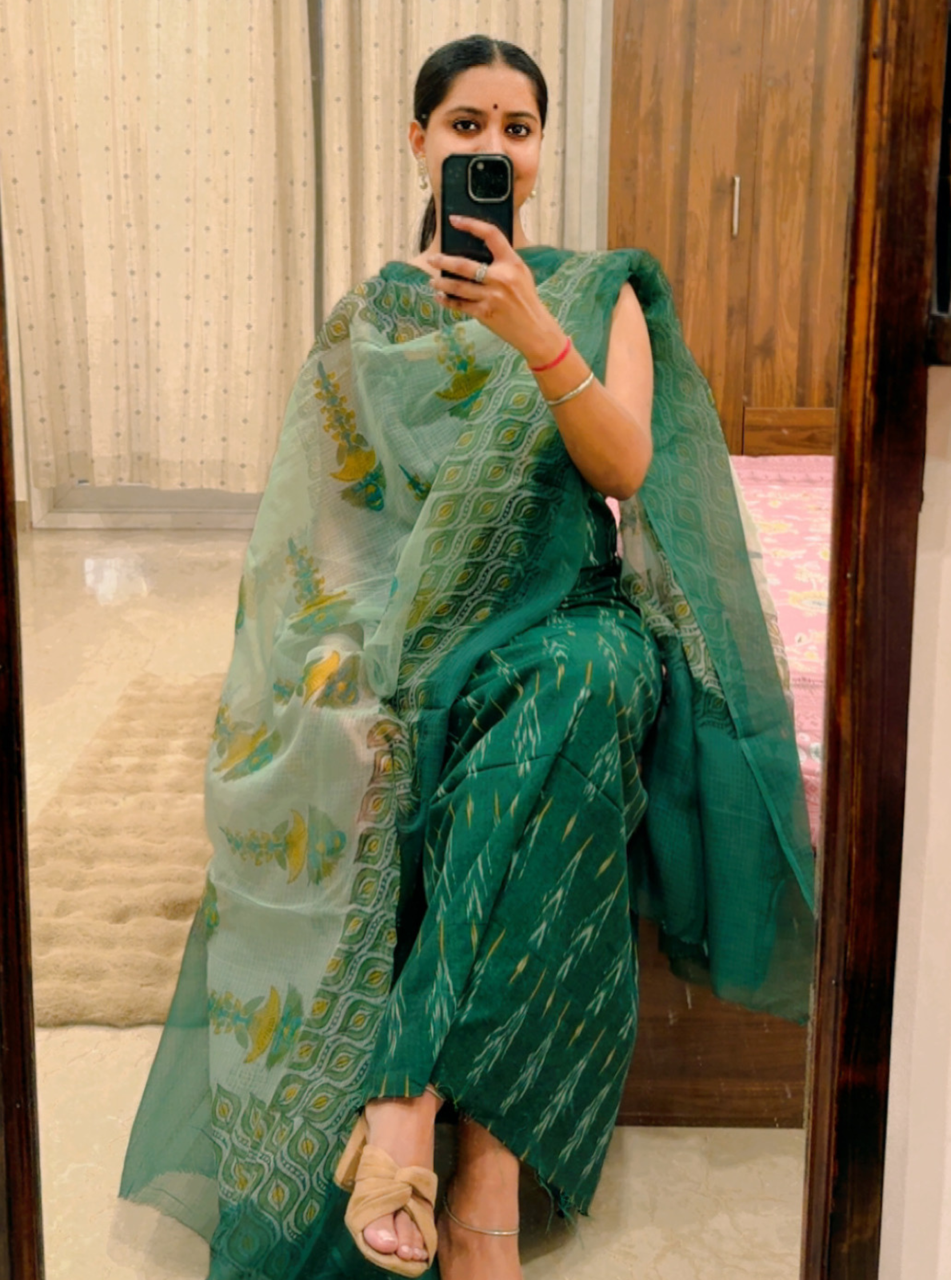 Green Ikkat Kurta with Kotadoriya Dupatta