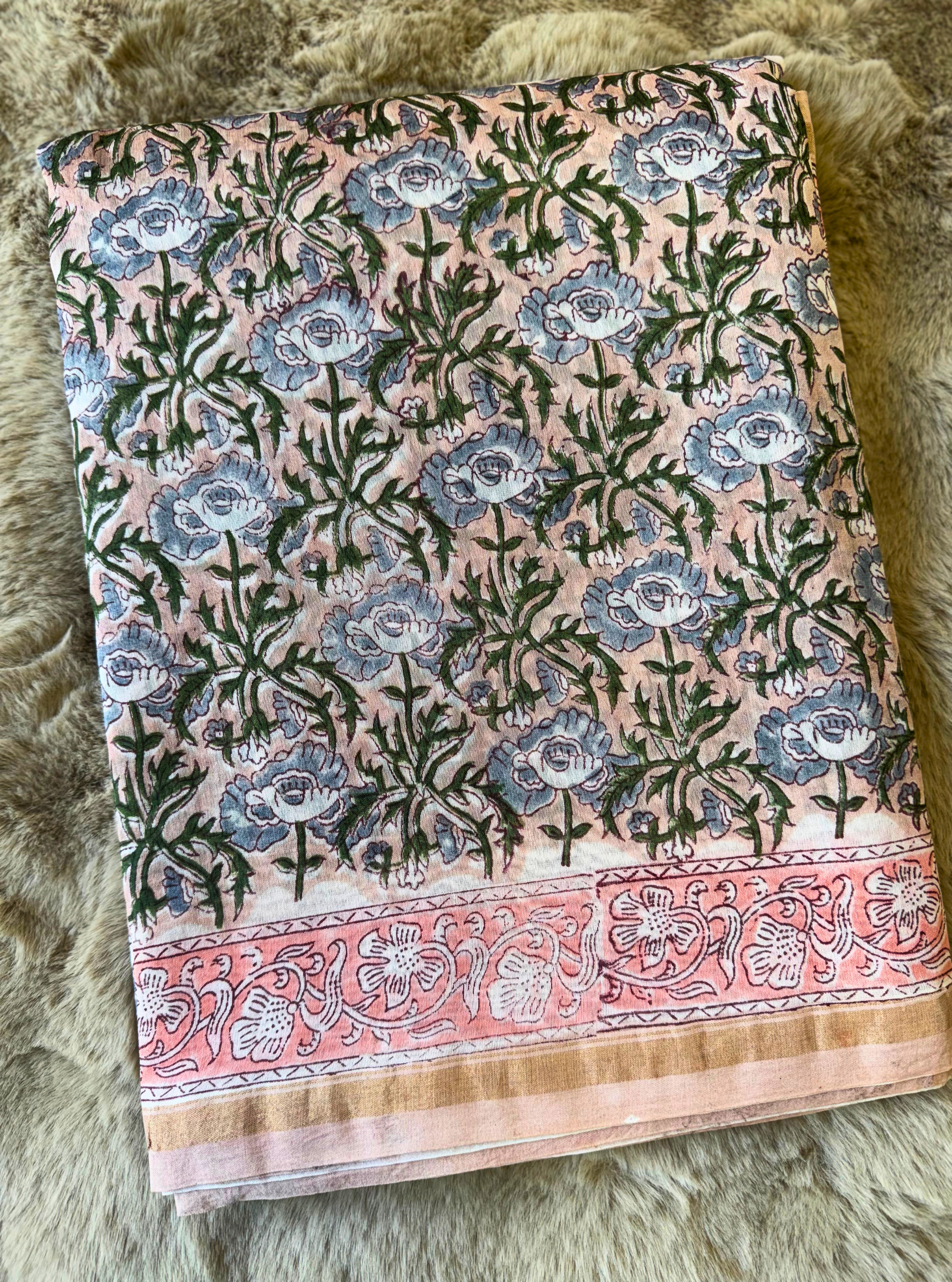 Bagh Chanderi Silk Blockprint Saree