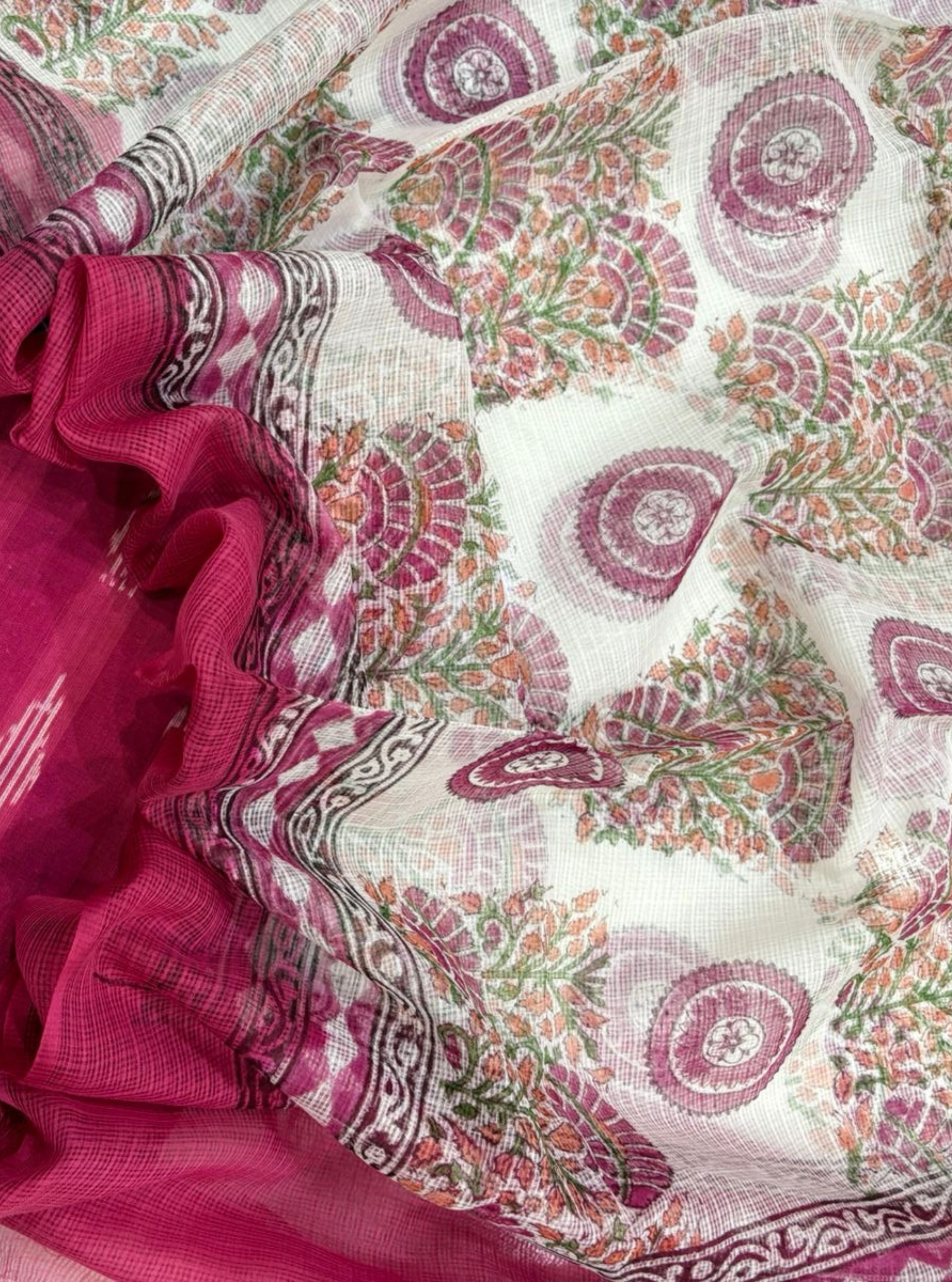 Rani Pink Ikkat Kurta with Kotadoriya Dupatta