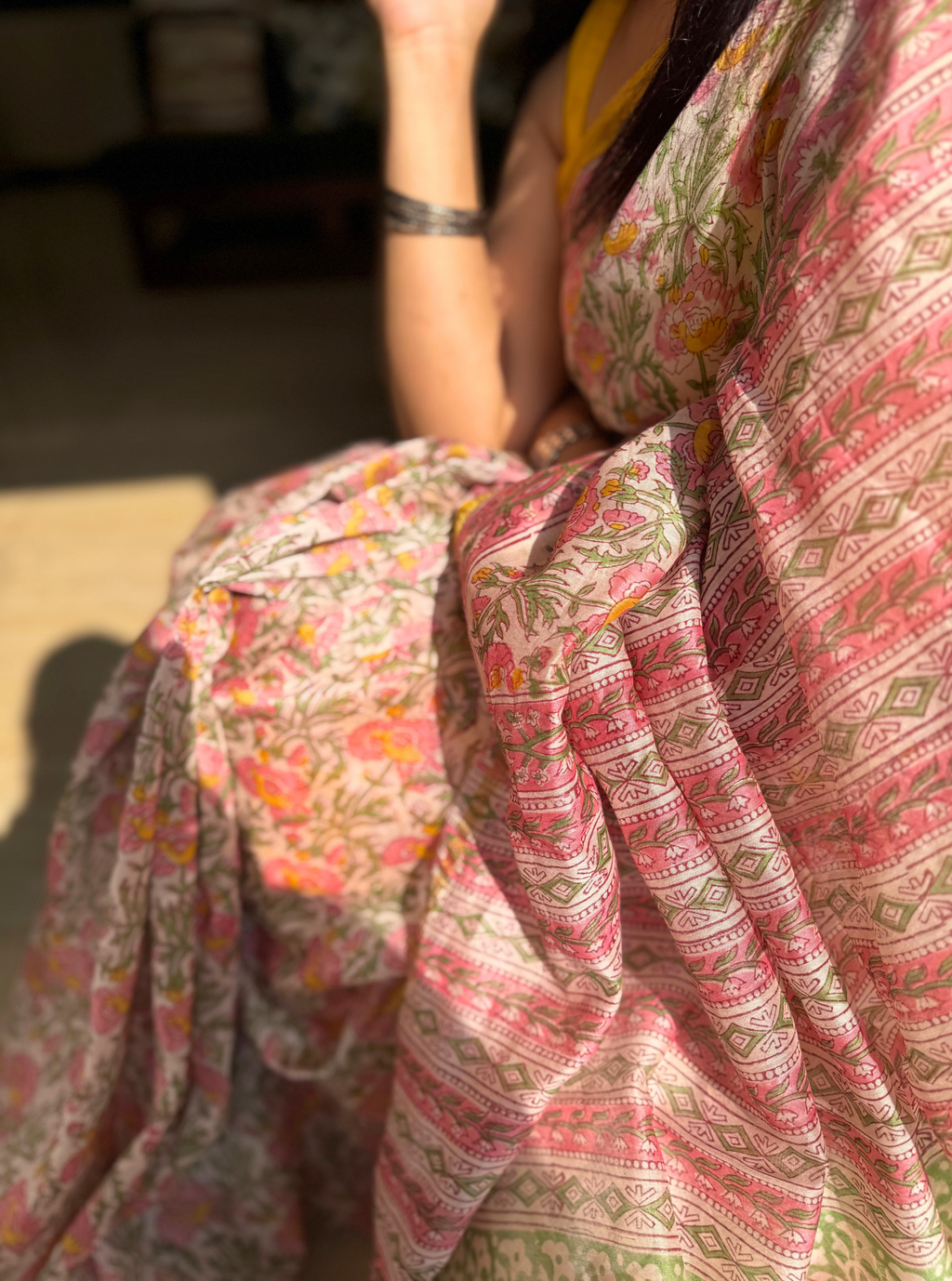 Phulwari Chanderi Silk Blockprint Saree