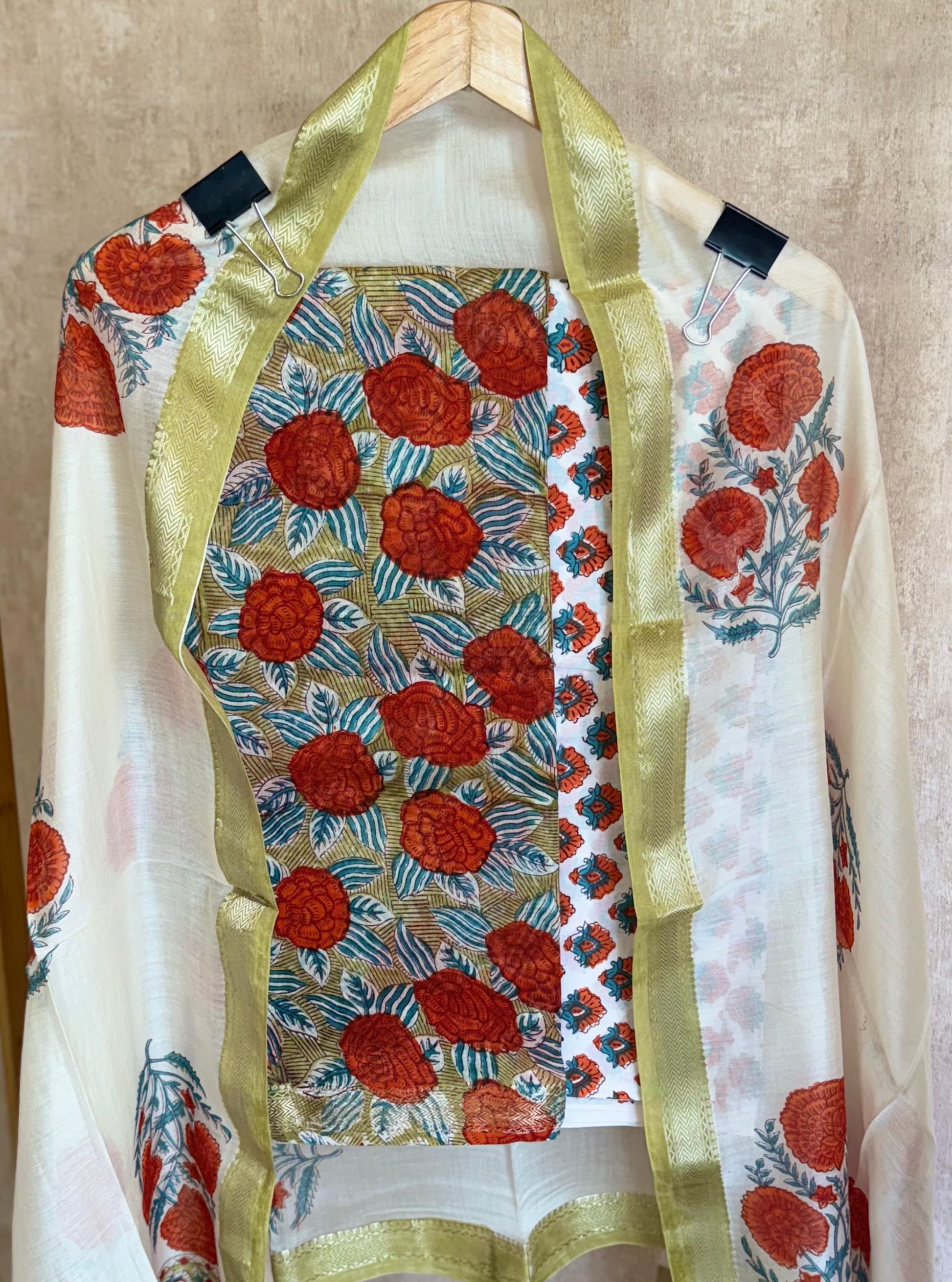 Jaipuri Gulab Maheshwari Silk Suit set