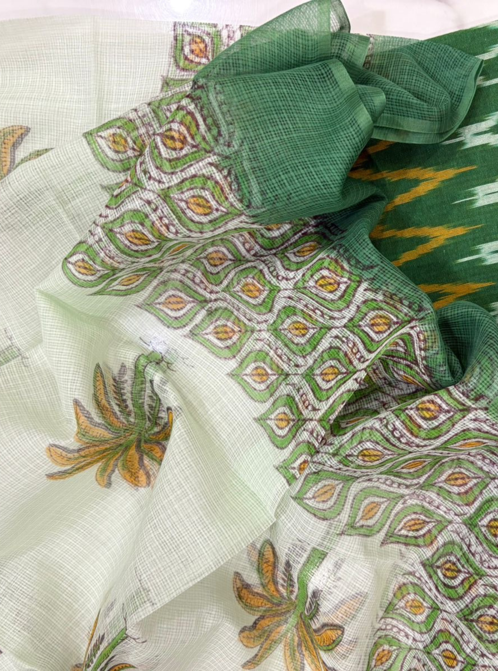 Palm Green Ikkat Kurta with Kotadoriya Dupatta