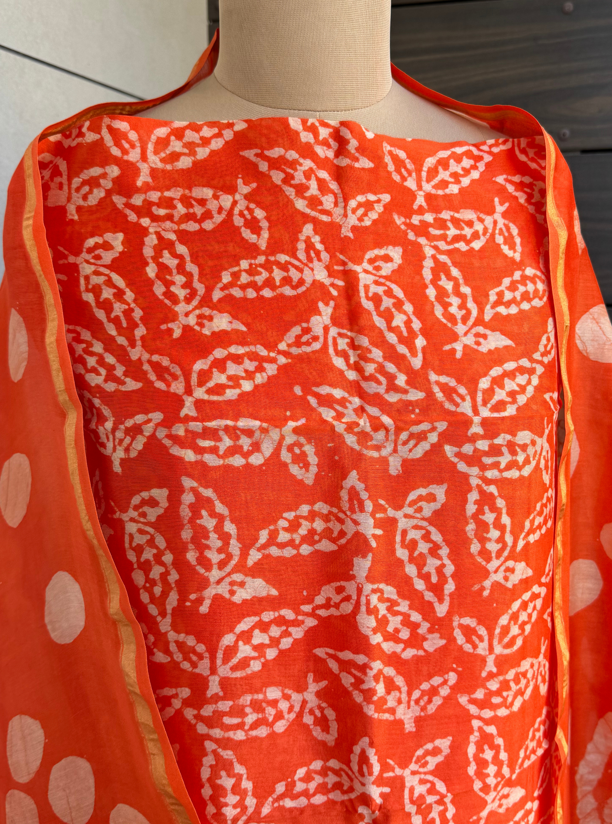 Tangerine Glow Chanderi Silk Suit Set