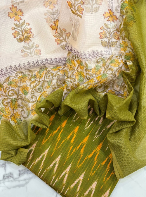 Aarna Green Ikkat Kurta with Kotadoriya dupatta