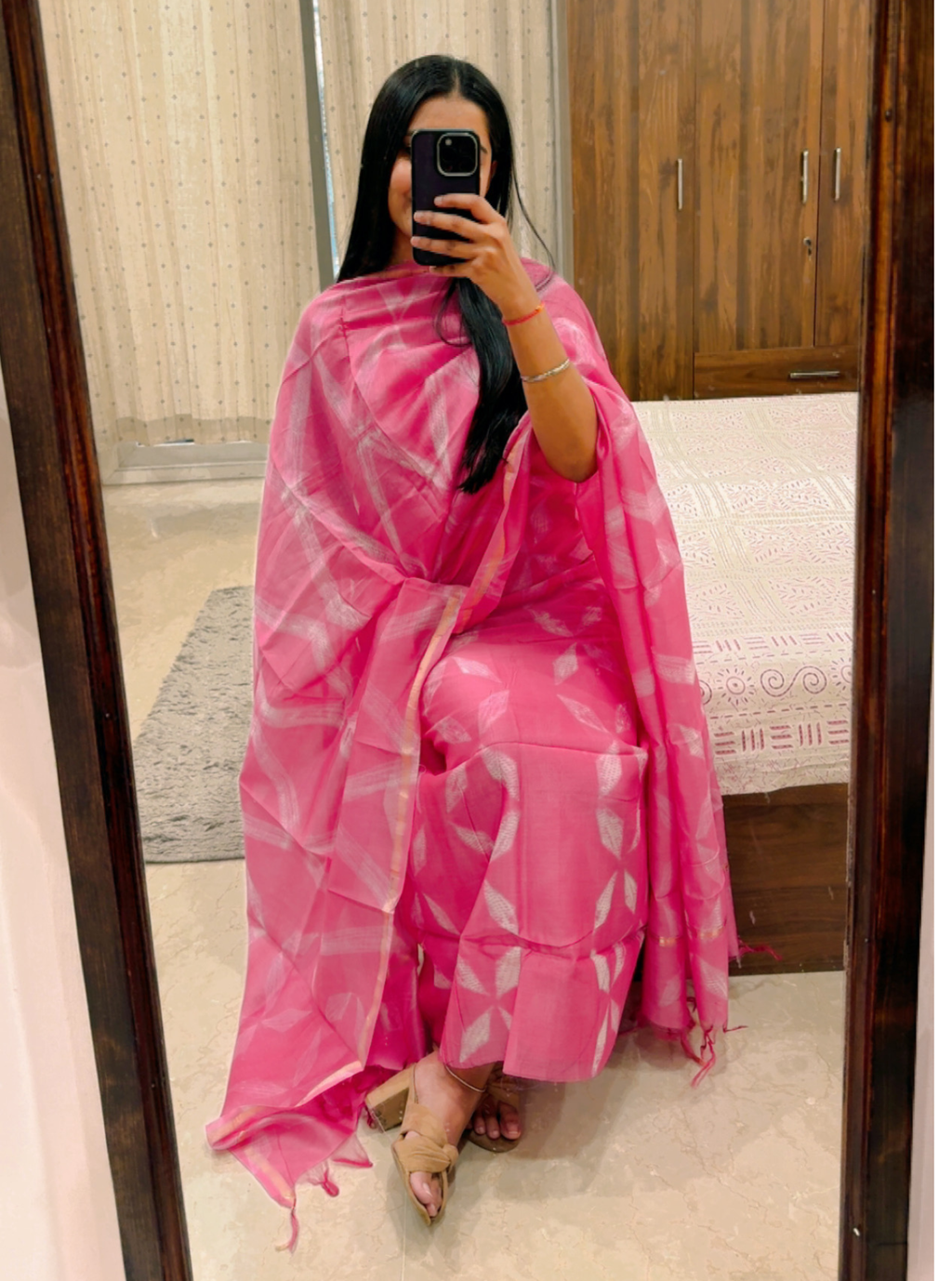 Blush Pink Chanderi Silk Suit Set