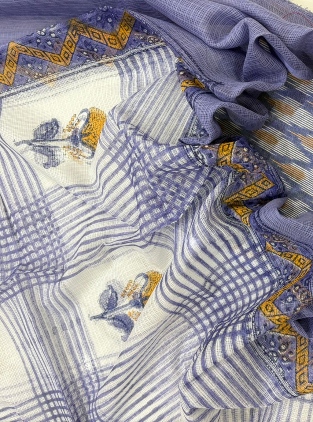 Lilac Ikkat Kurta with Kota Doriya Dupatta