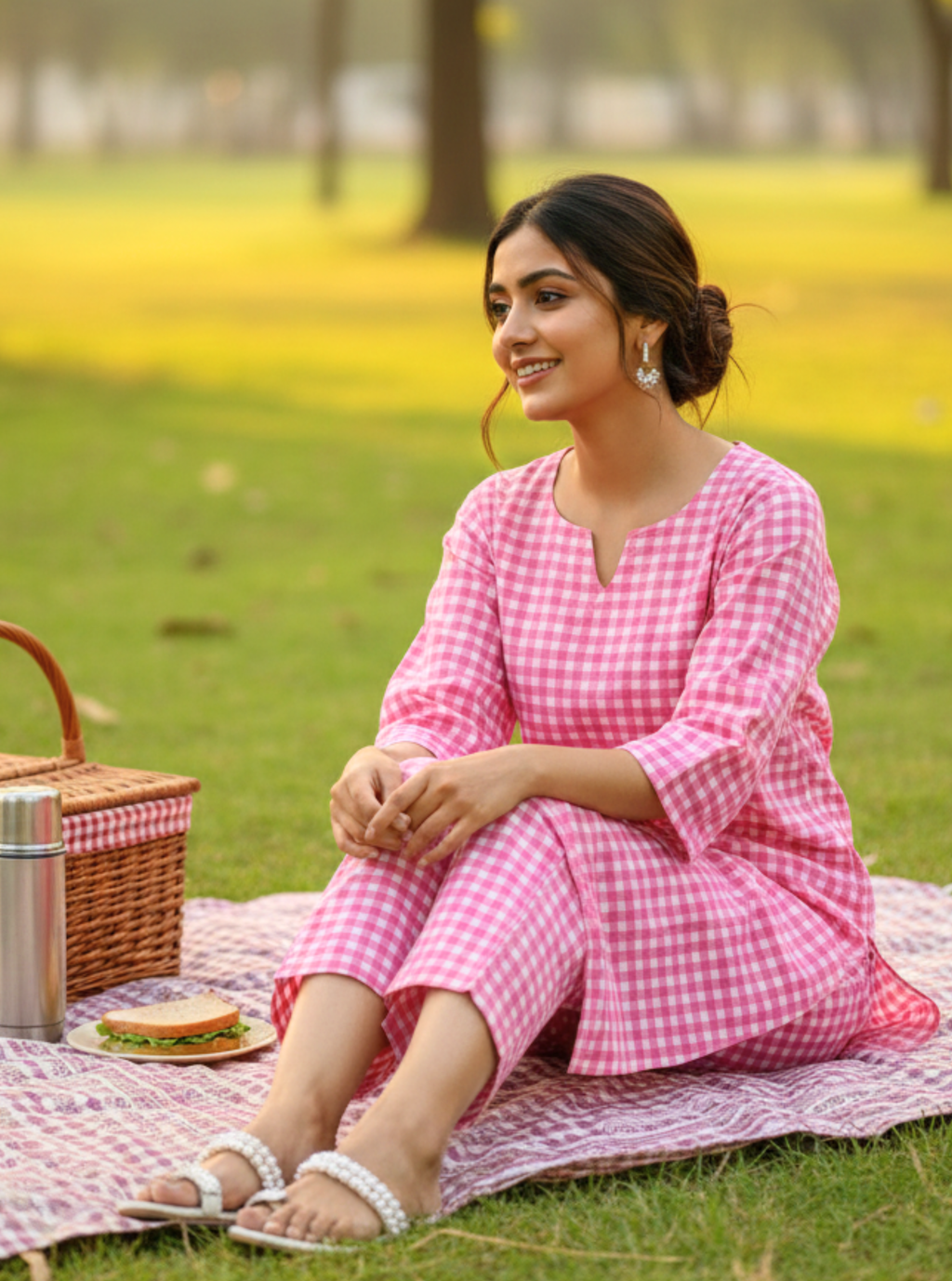 Blush Check Co-ord Set