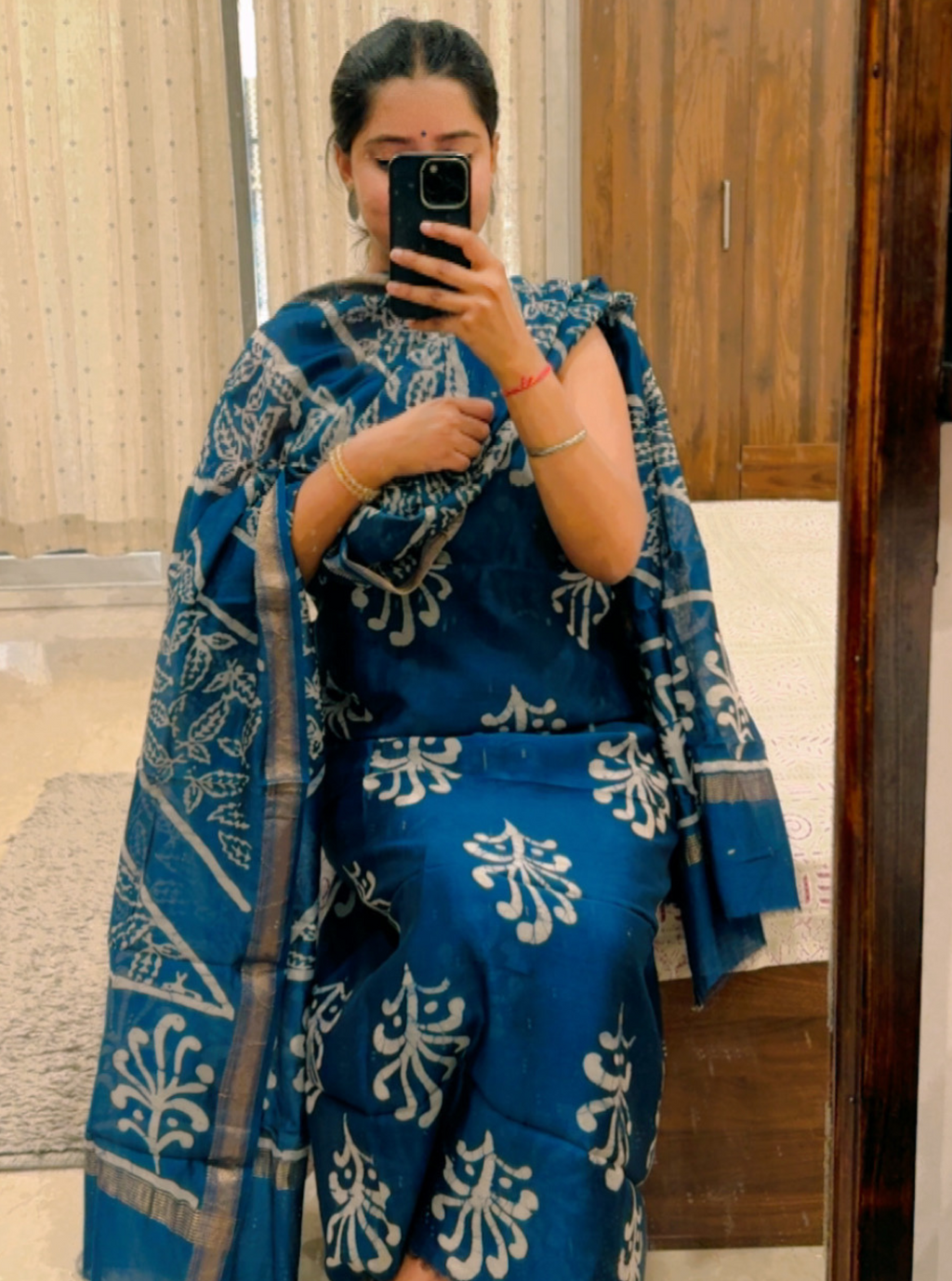 Royal Indigo Maheshwari Handloom Suit