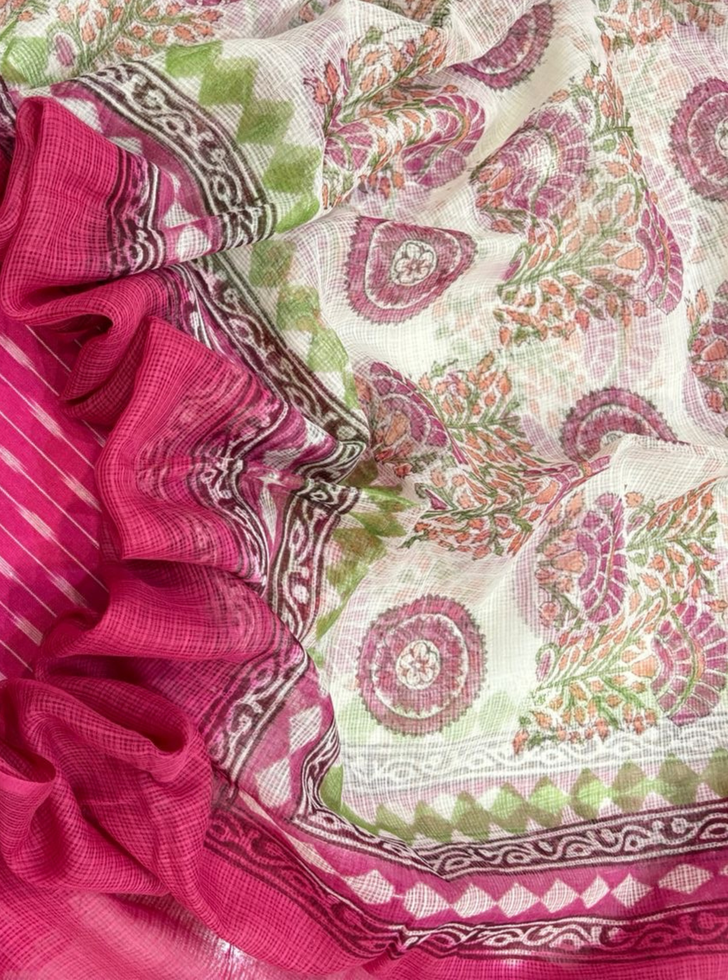 Rasiya Rose Ikkat Kurta with Kota Doriya Dupatta