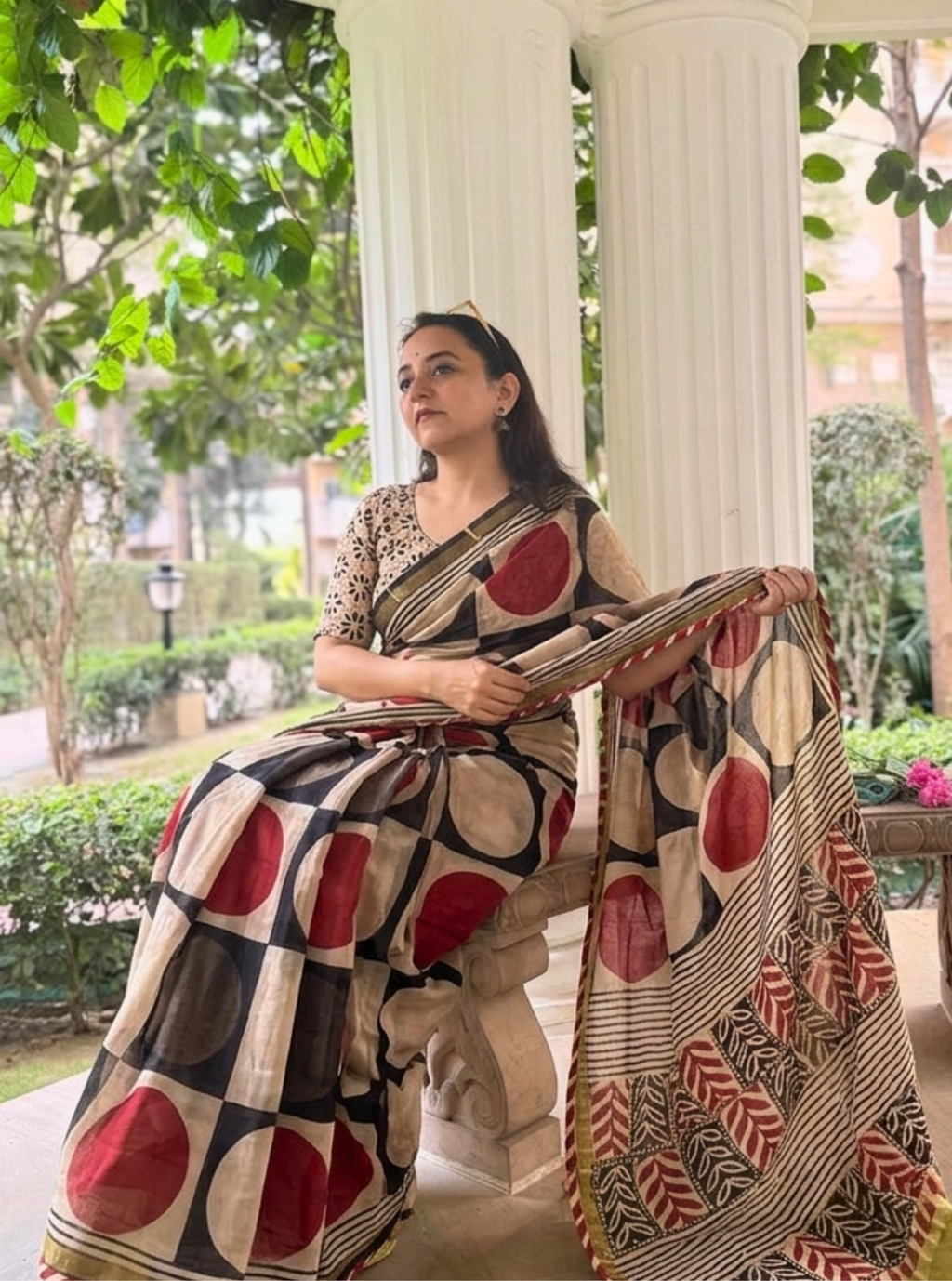 Ruhani Rekha Chanderi Handblock Saree