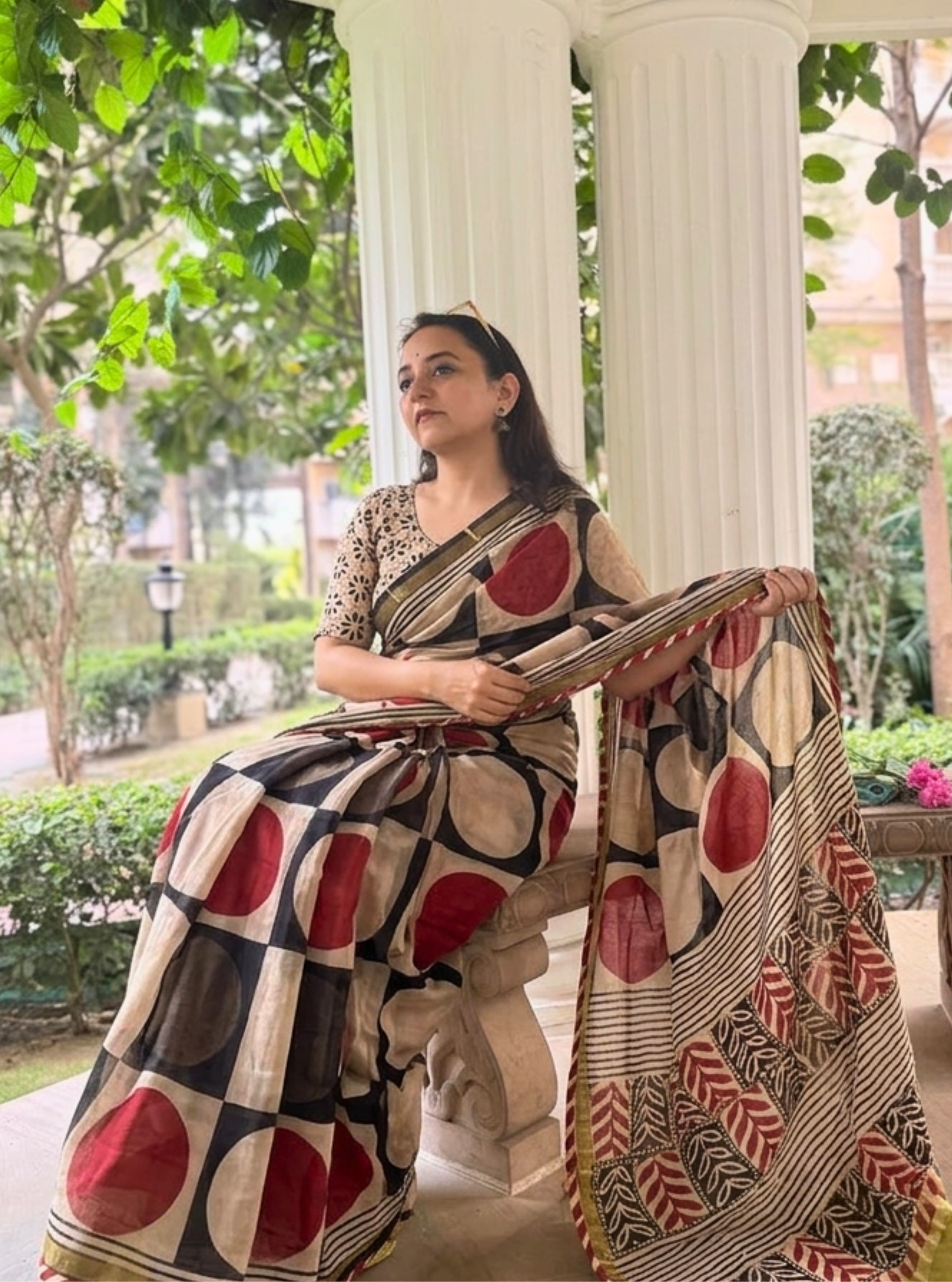 Ruhani Rekha Chanderi Handblock Saree