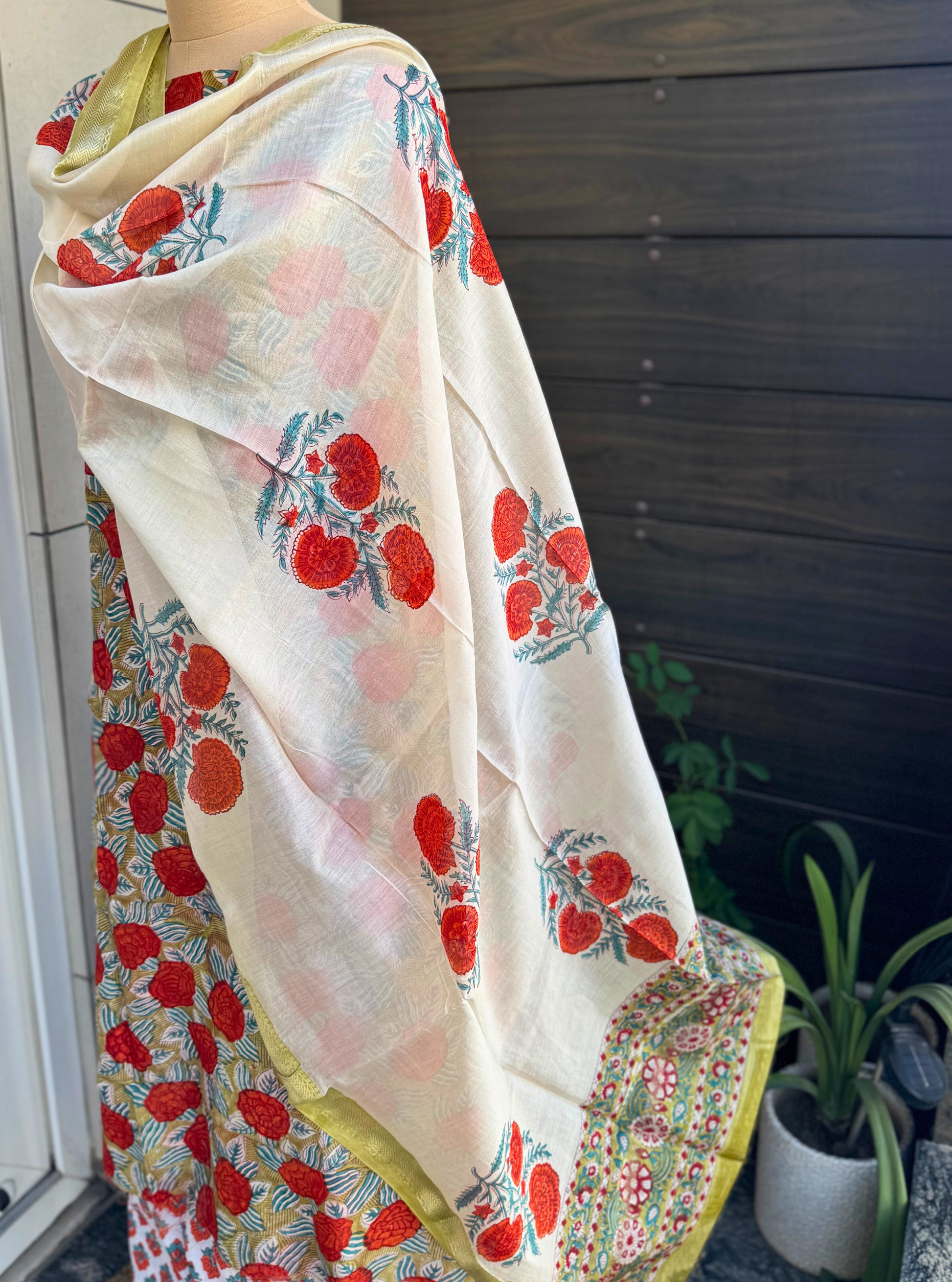 Jaipuri Gulab Maheshwari Silk Suit set