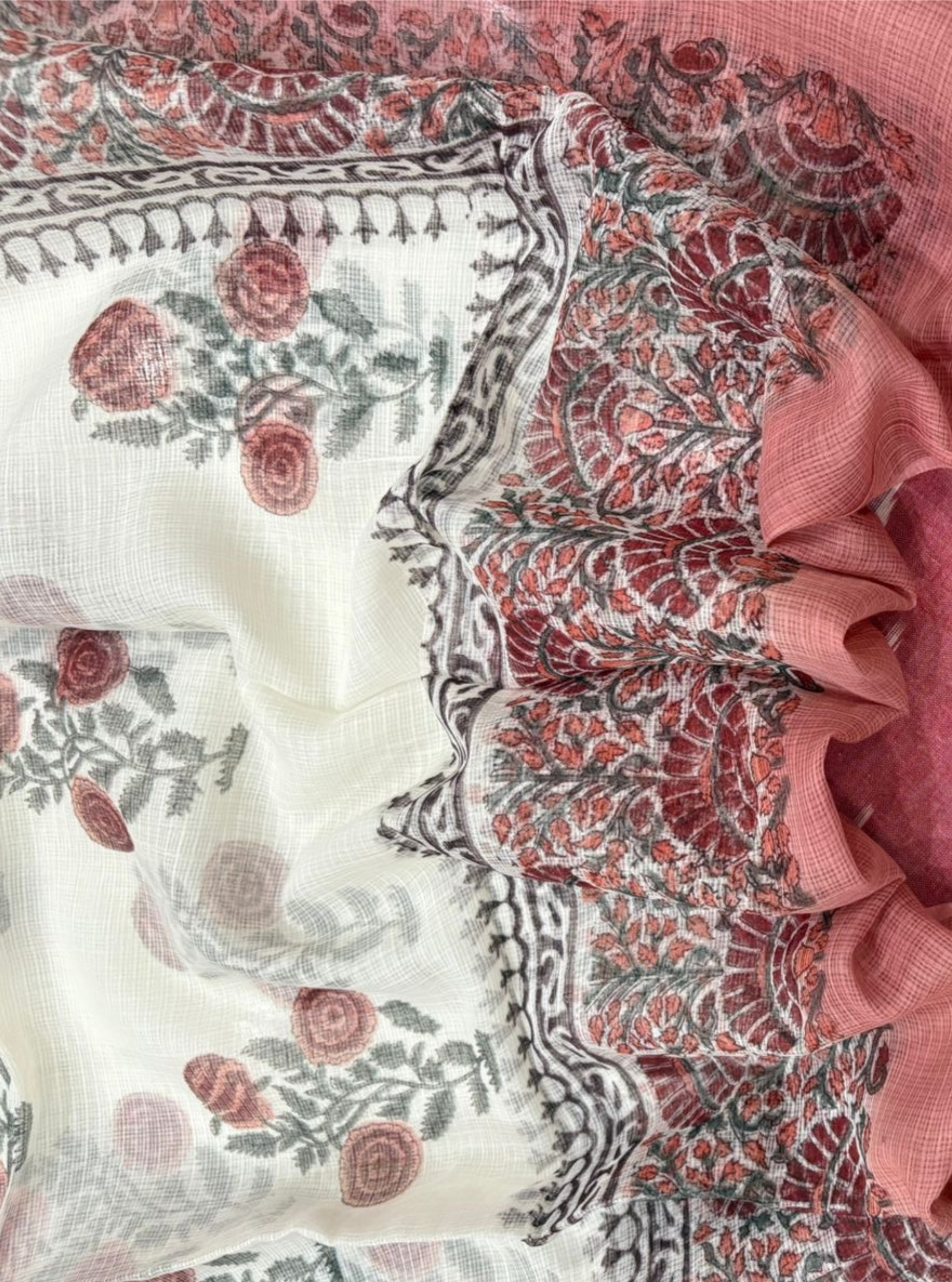 Rosé Ikkat Kurta with Kota Doriya Dupatta