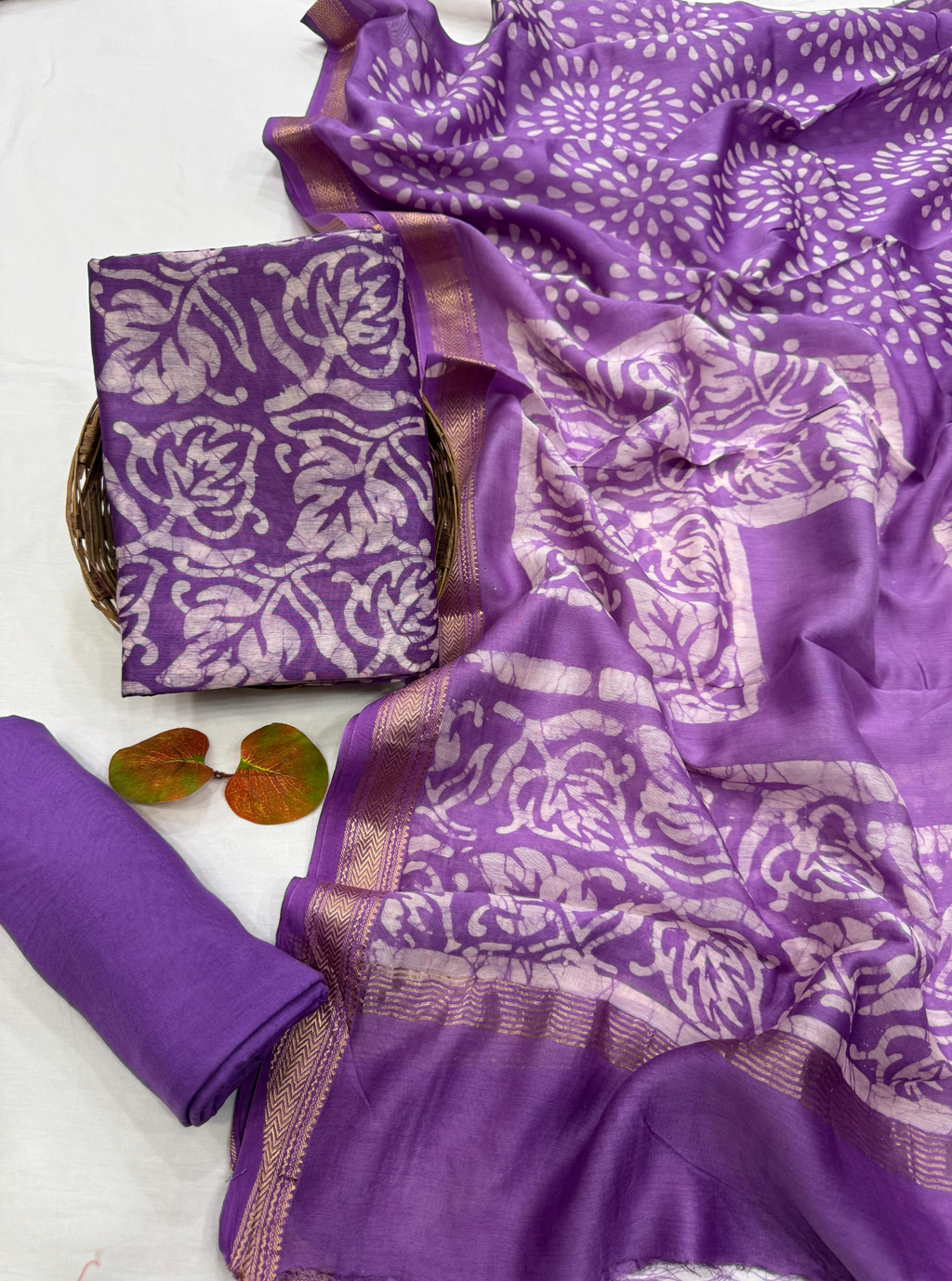 Royal Violet Maheshwari Silk Suit Set