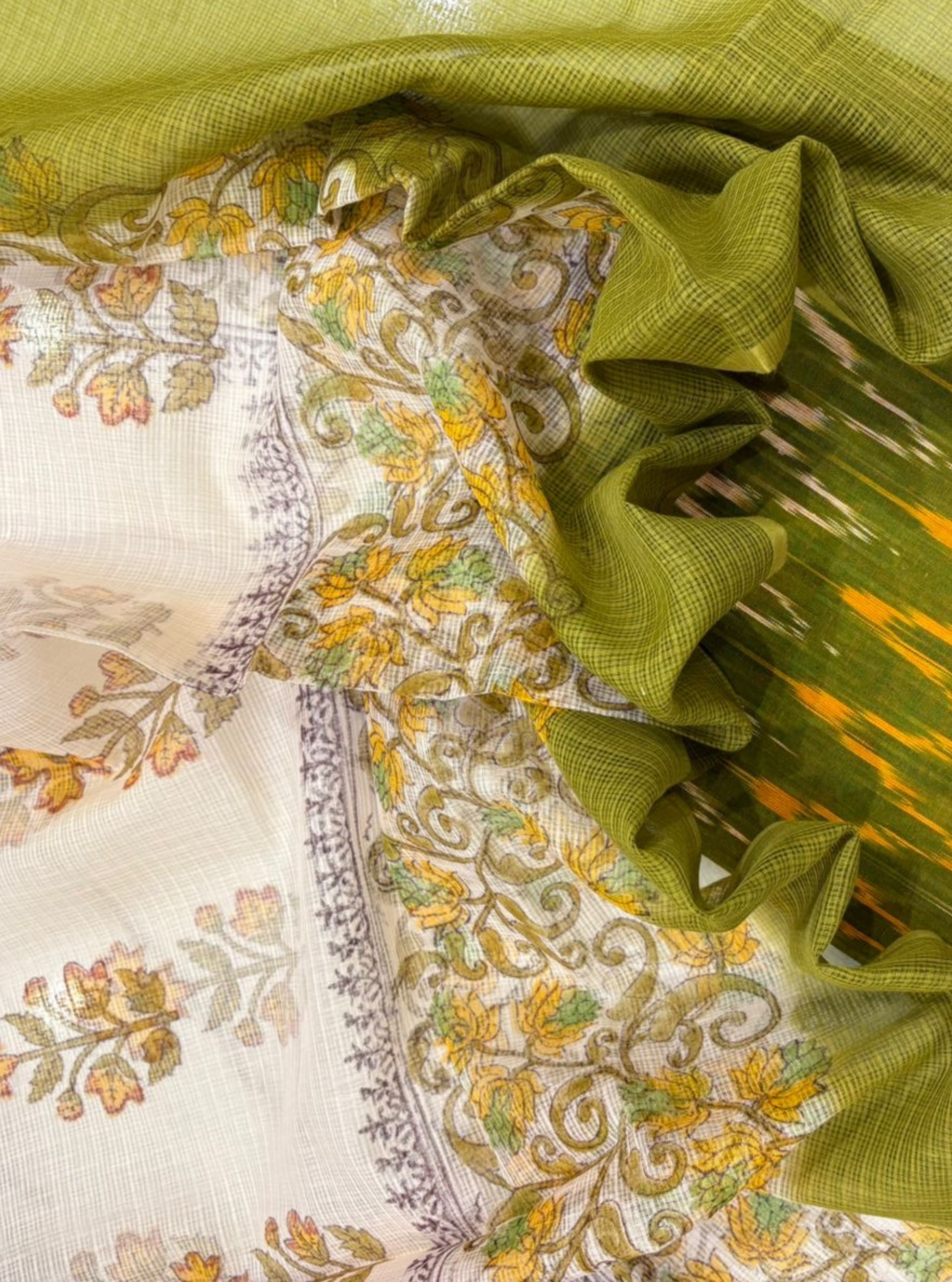 Aarna Green Ikkat Kurta with Kotadoriya dupatta