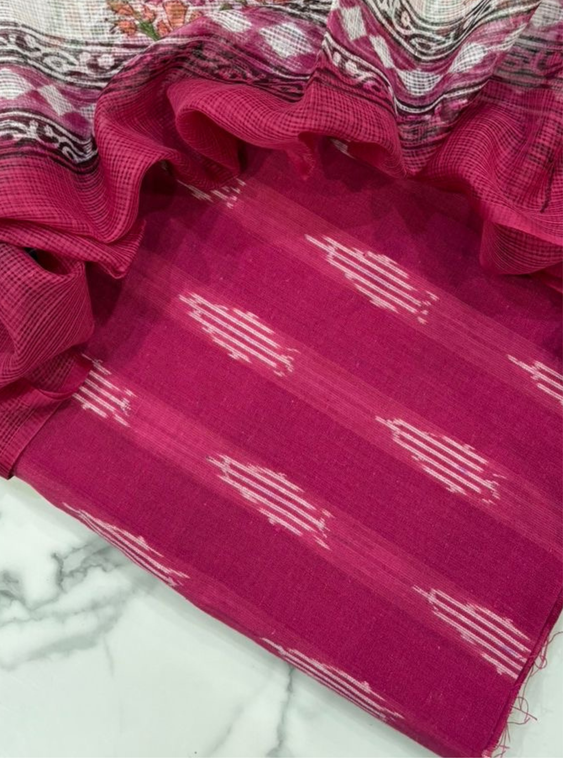 Rani Pink Ikkat Kurta with Kotadoriya Dupatta