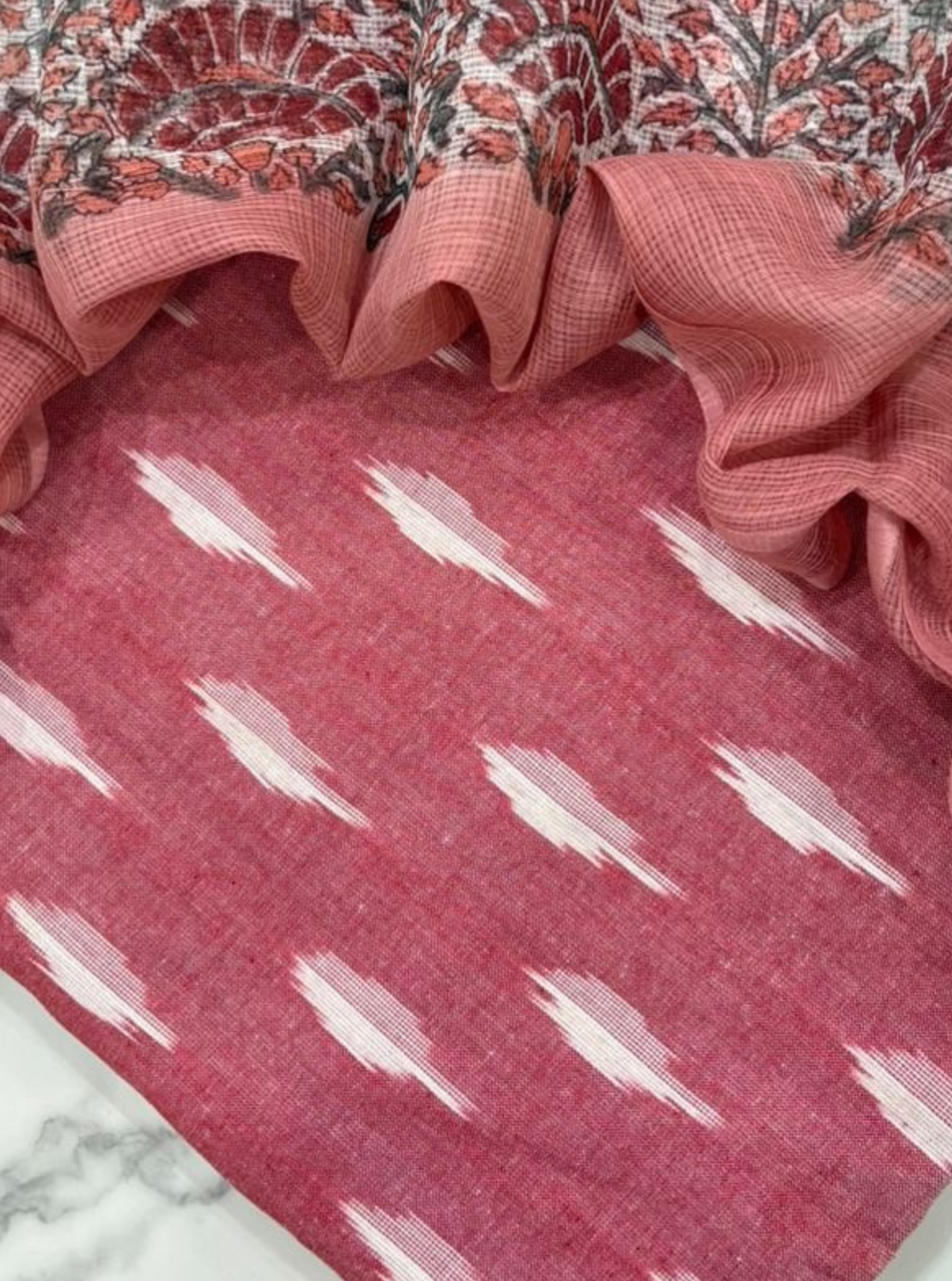 Rosé Ikkat Kurta with Kota Doriya Dupatta