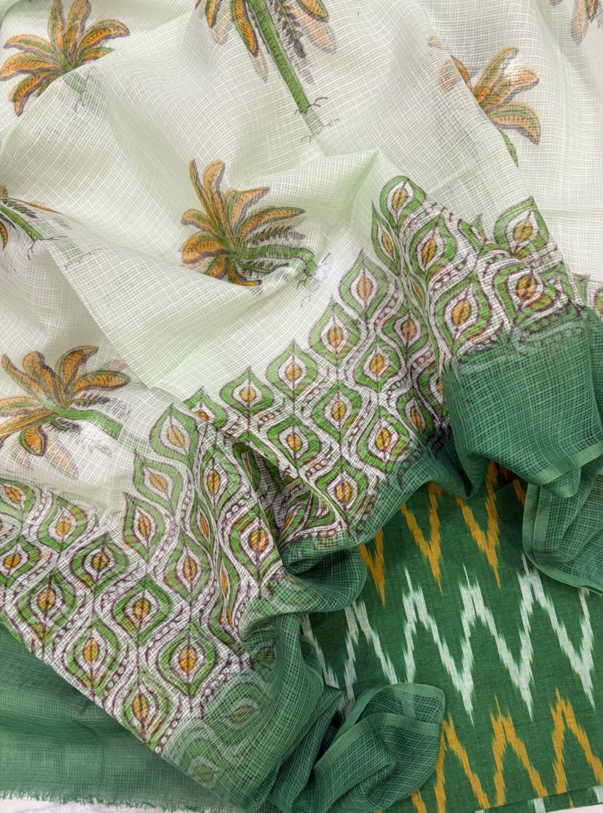 Palm Green Ikkat Kurta with Kotadoriya Dupatta