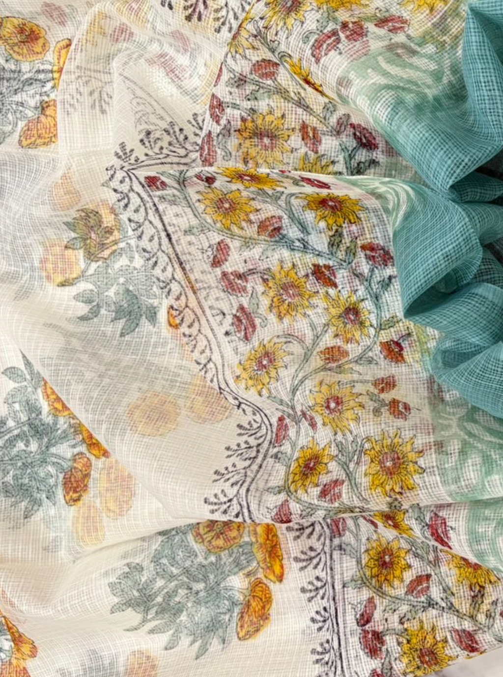 Neel Vana Ikkat Kurta Set with Kotadoriya Blockprint Dupatta