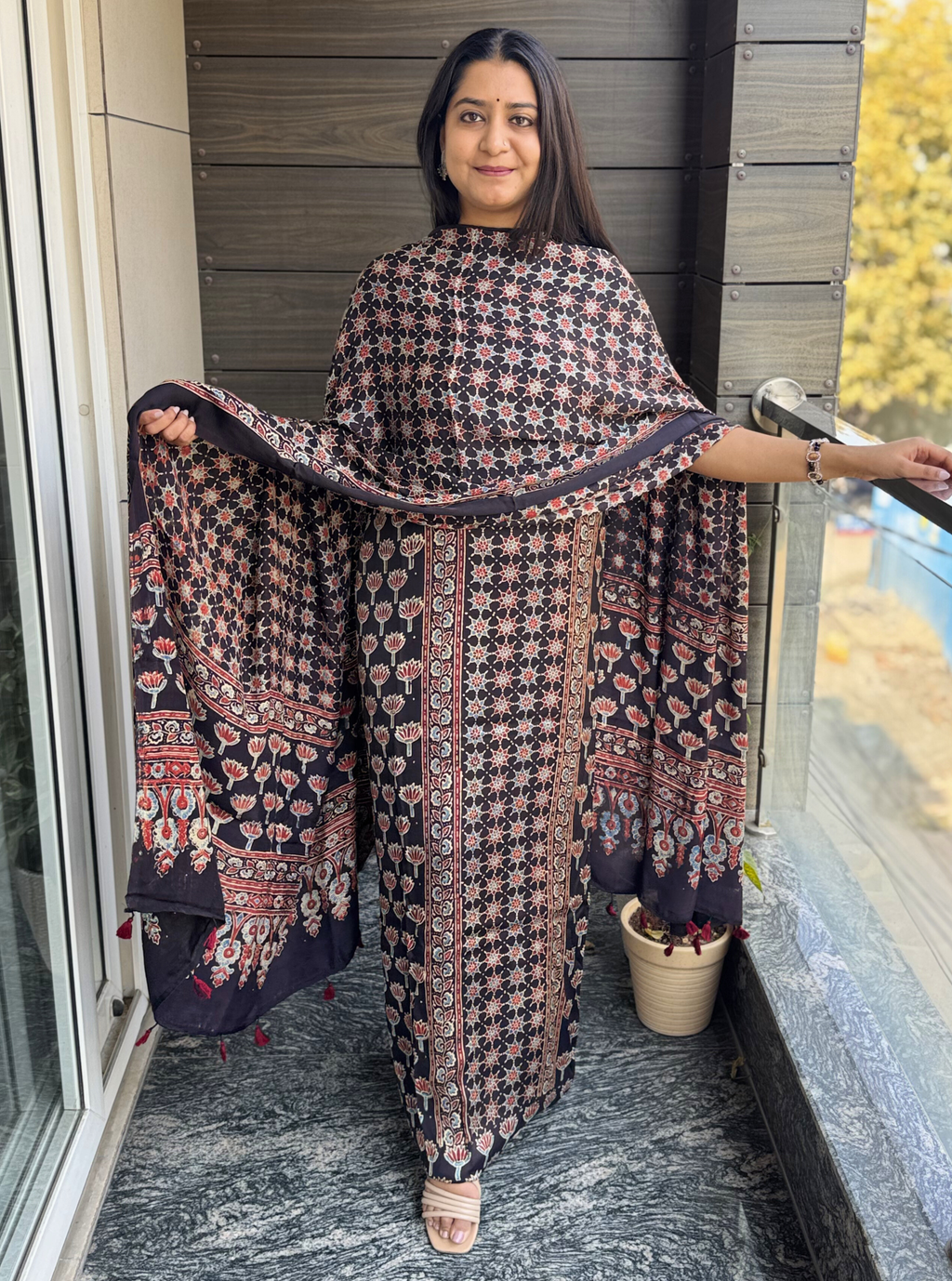 Gulzar Ajrakh Modal Silk Suit Set