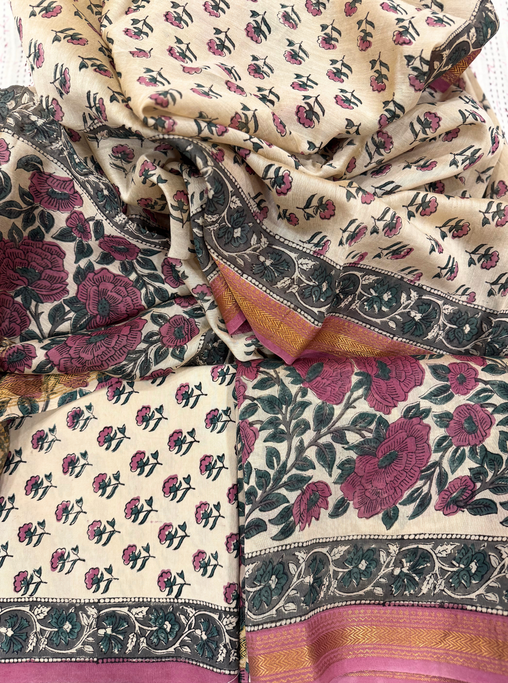 Vintage Rose Maheshwari Silk Suit