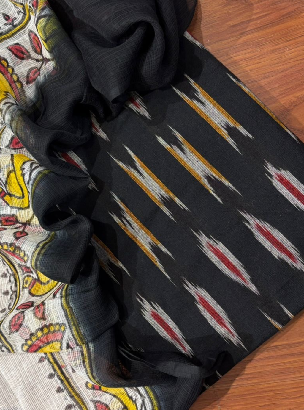 Raagini Black Ikat Kurta with Kota Doriya Dupatta