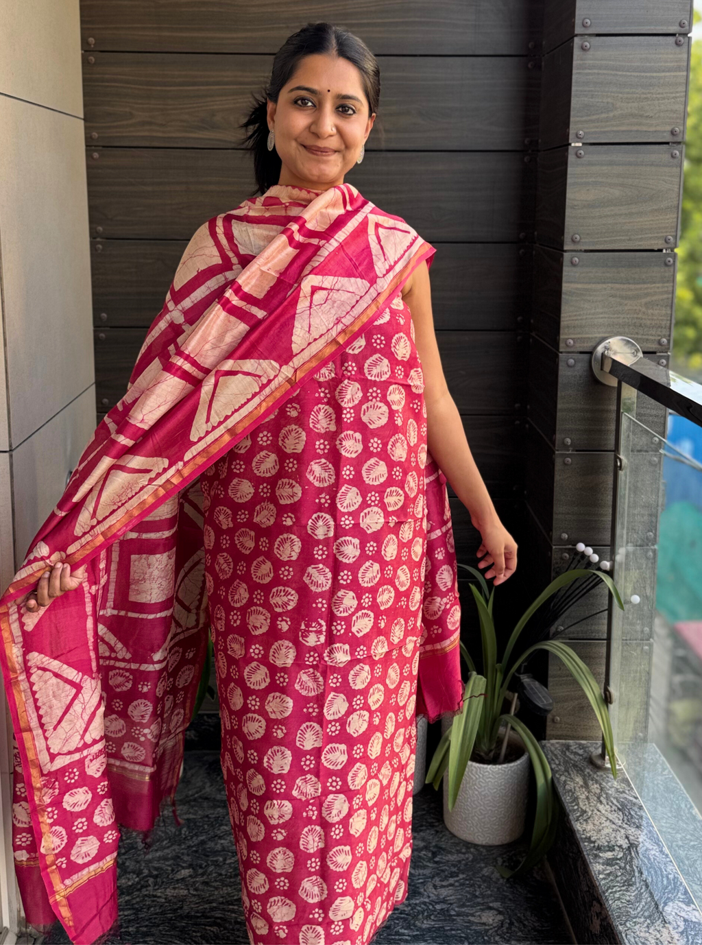 Ruby Bloom Chanderi Silk Suit Set