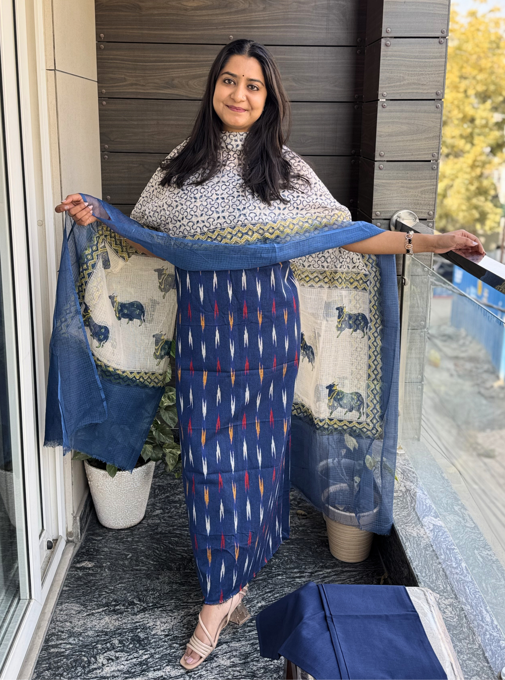 Neel Pichwai Ikkat 3-Piece Suit Set
