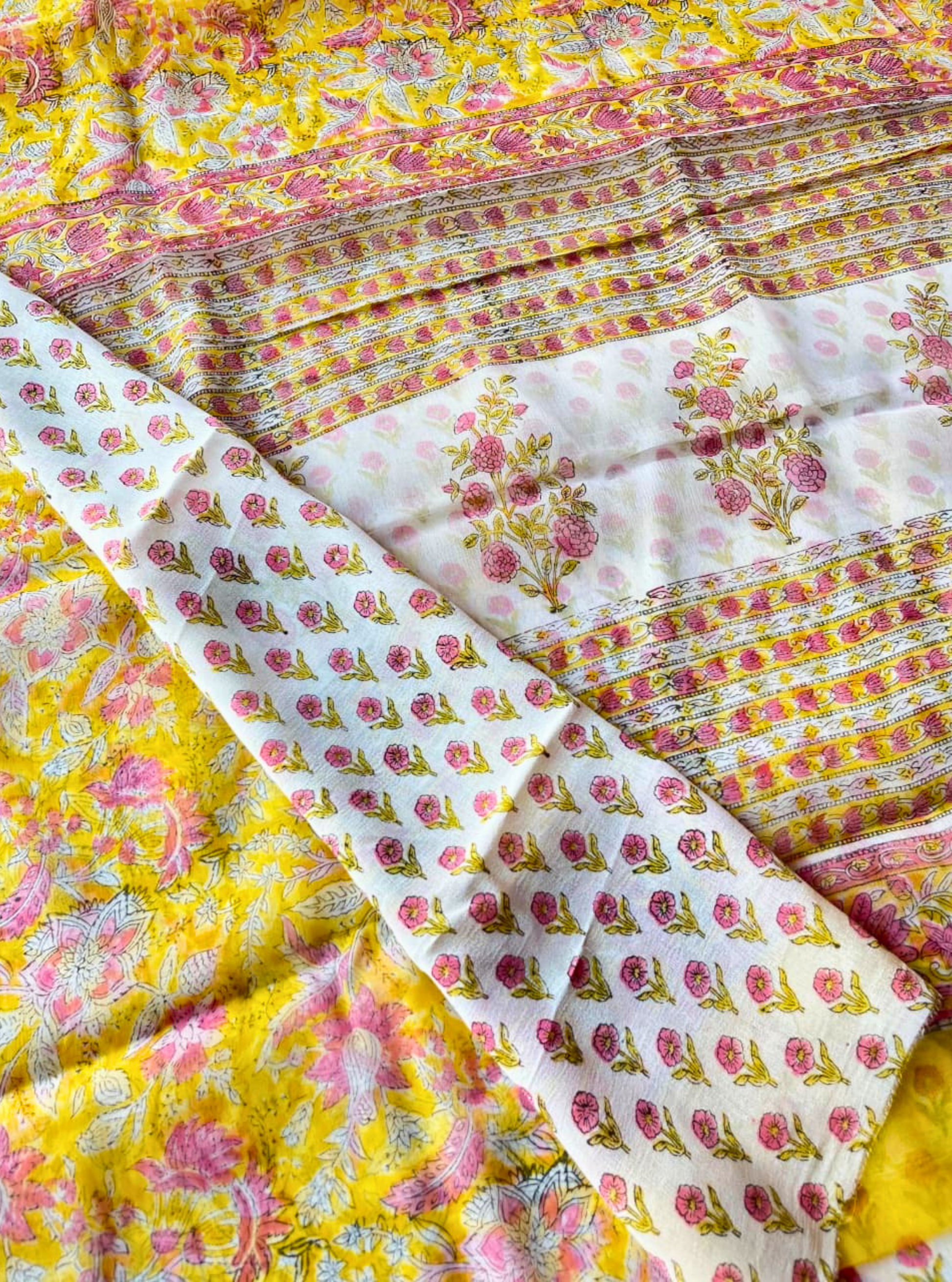 Sunlit Gulnaar Handblock Chiffon Saree