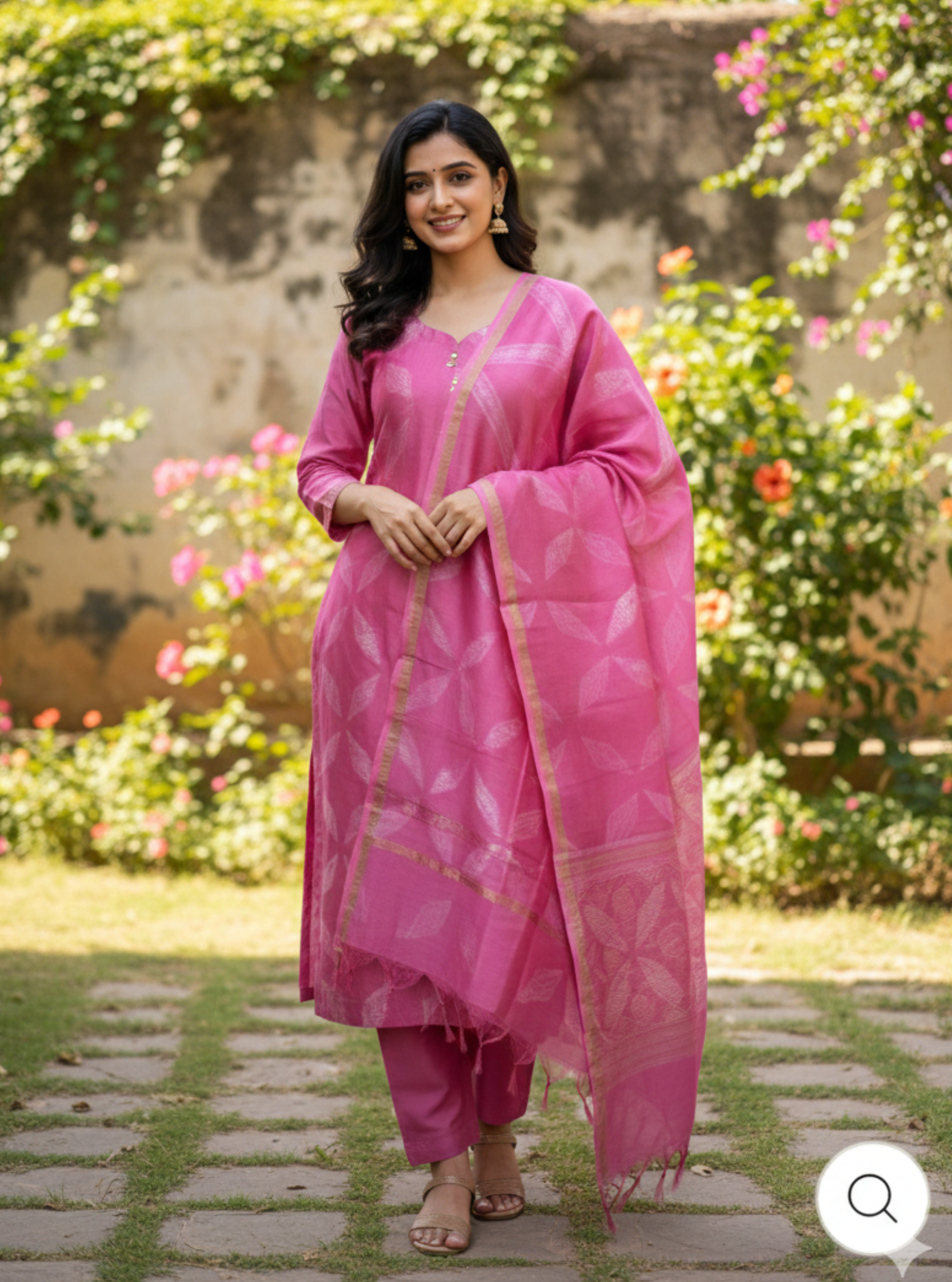 Blush Pink Chanderi Silk Suit Set