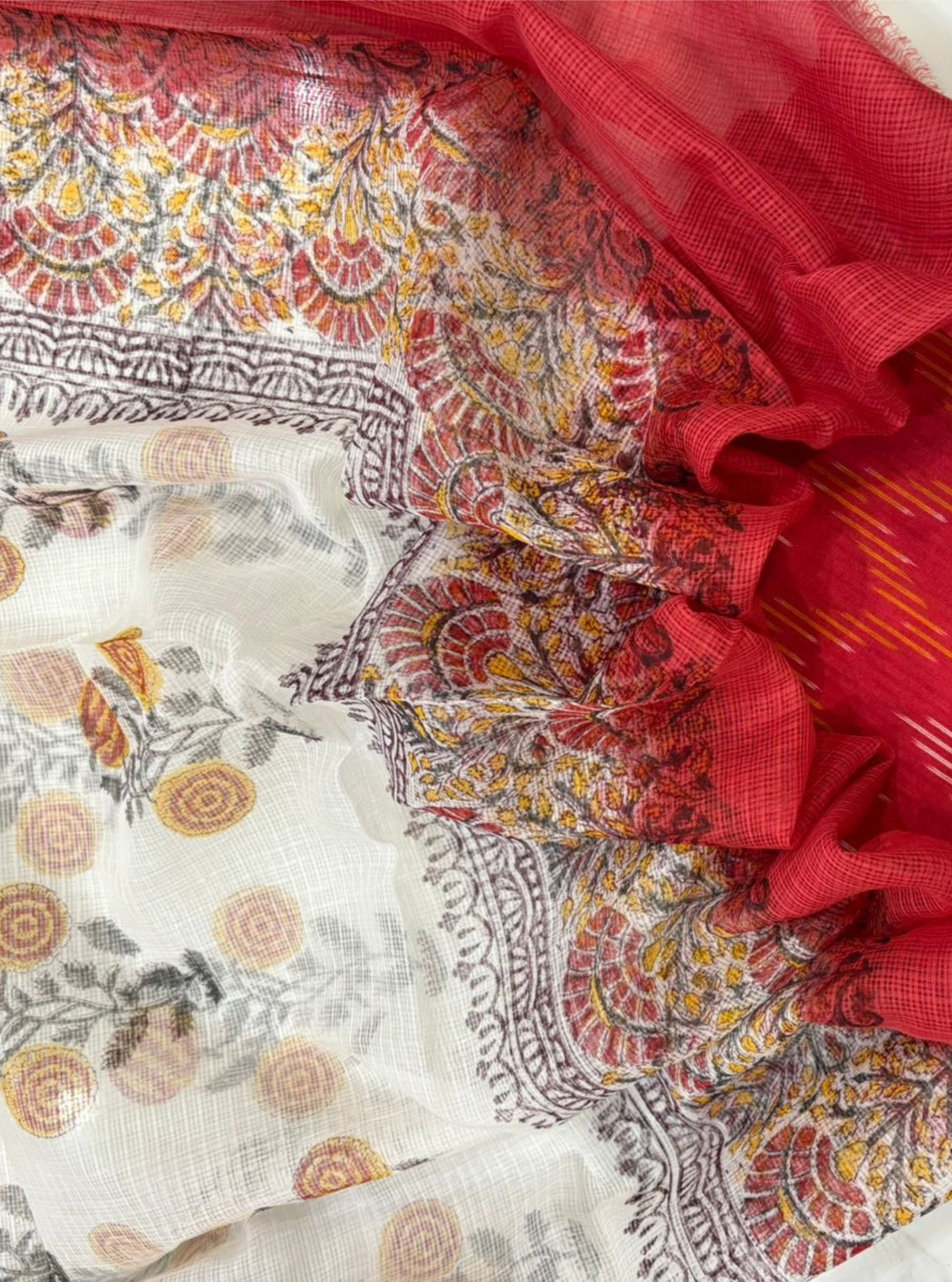 Red Ikkat Kurta with Kotadoriya Dupatta
