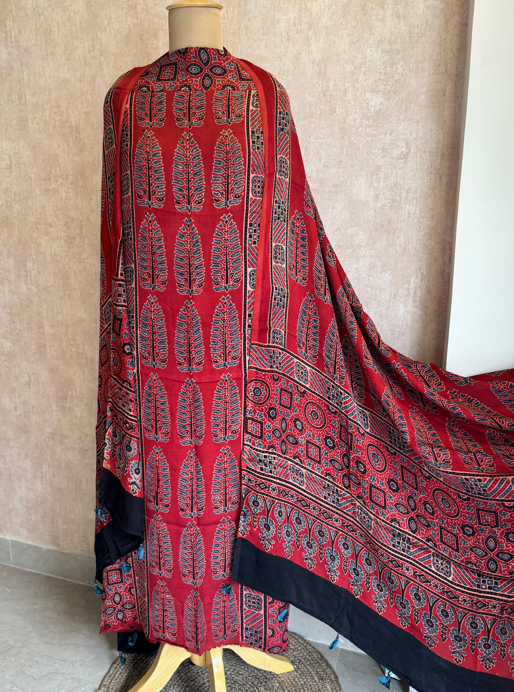 Rooh-e-ajrakh Modal silk suit set