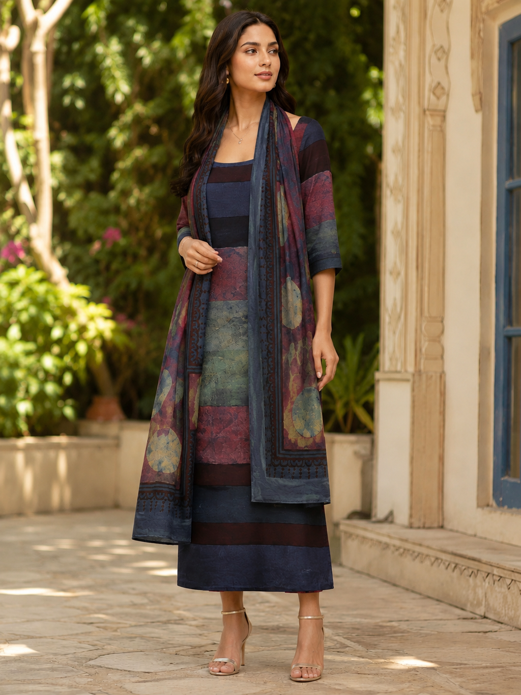 Meher Nashpal Ajrakh Modal 2-Piece Unstitched Suit Set
