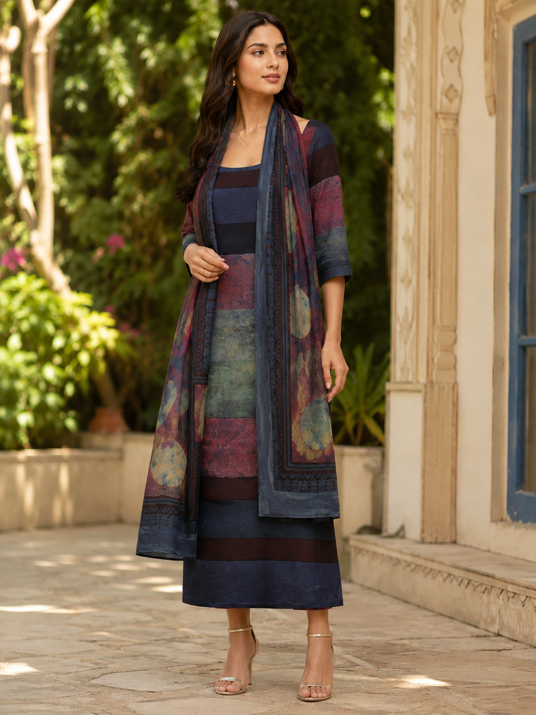 Meher Nashpal Ajrakh Modal 2-Piece Unstitched Suit Set