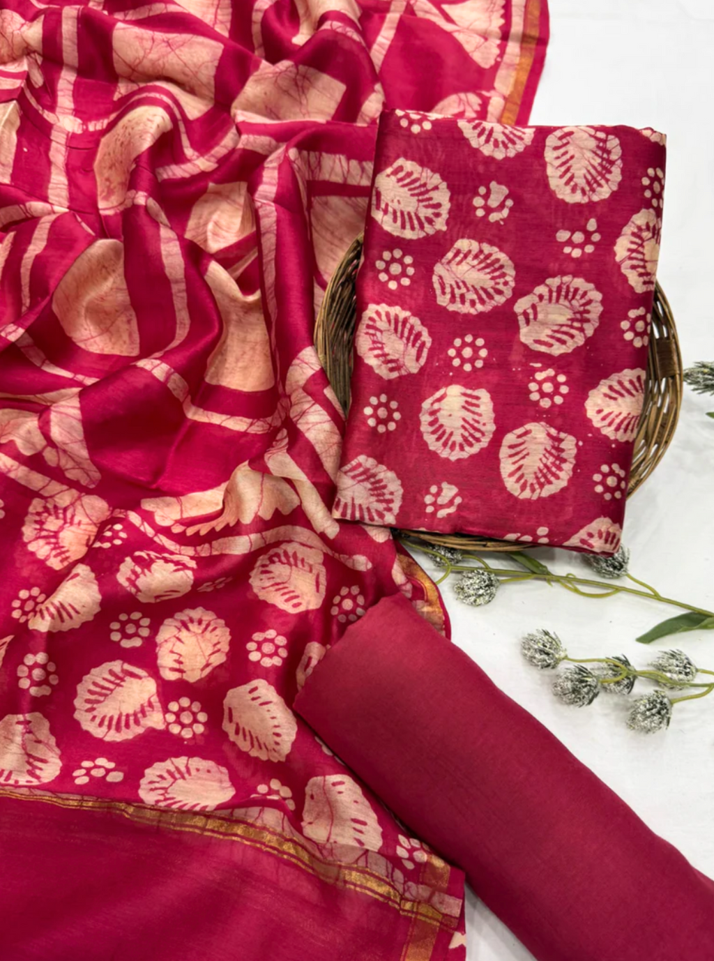 Ruby Bloom Chanderi Silk Suit Set