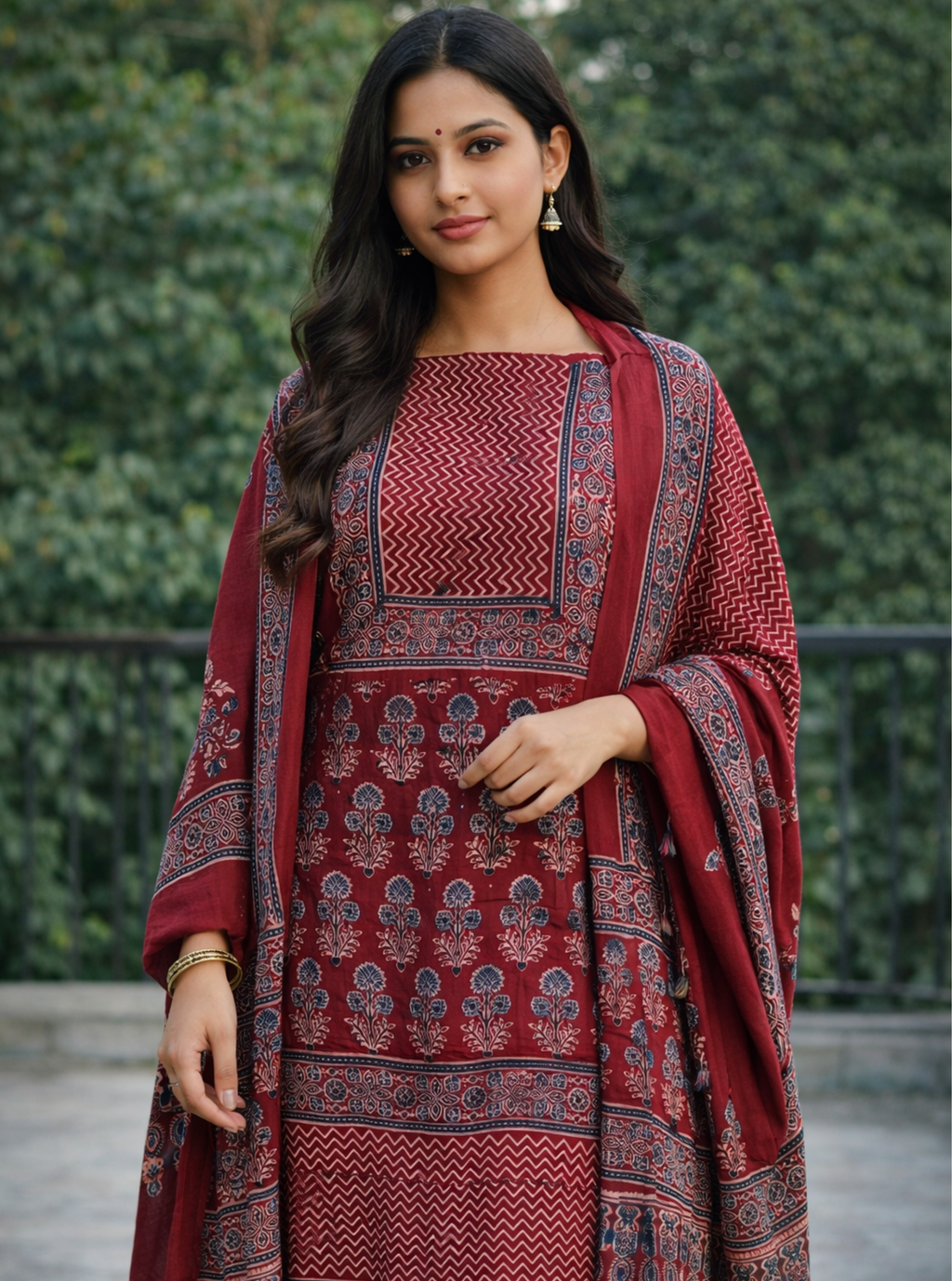 Zariah Red-Blue Ajrakh 2 piece set