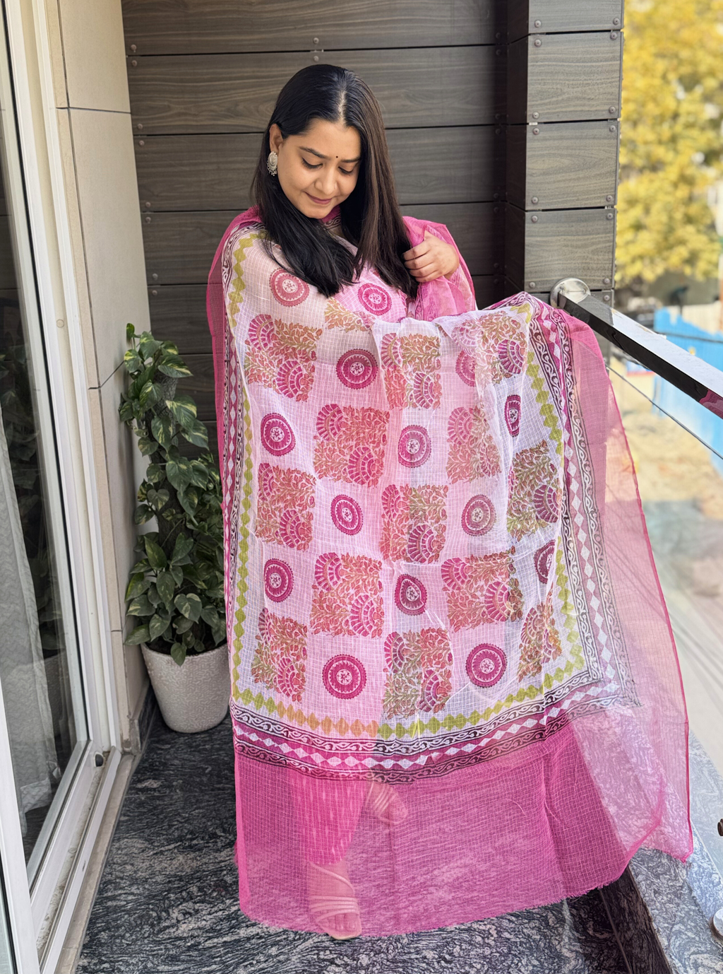 Rasiya Rose Ikkat Kurta with Kota Doriya Dupatta