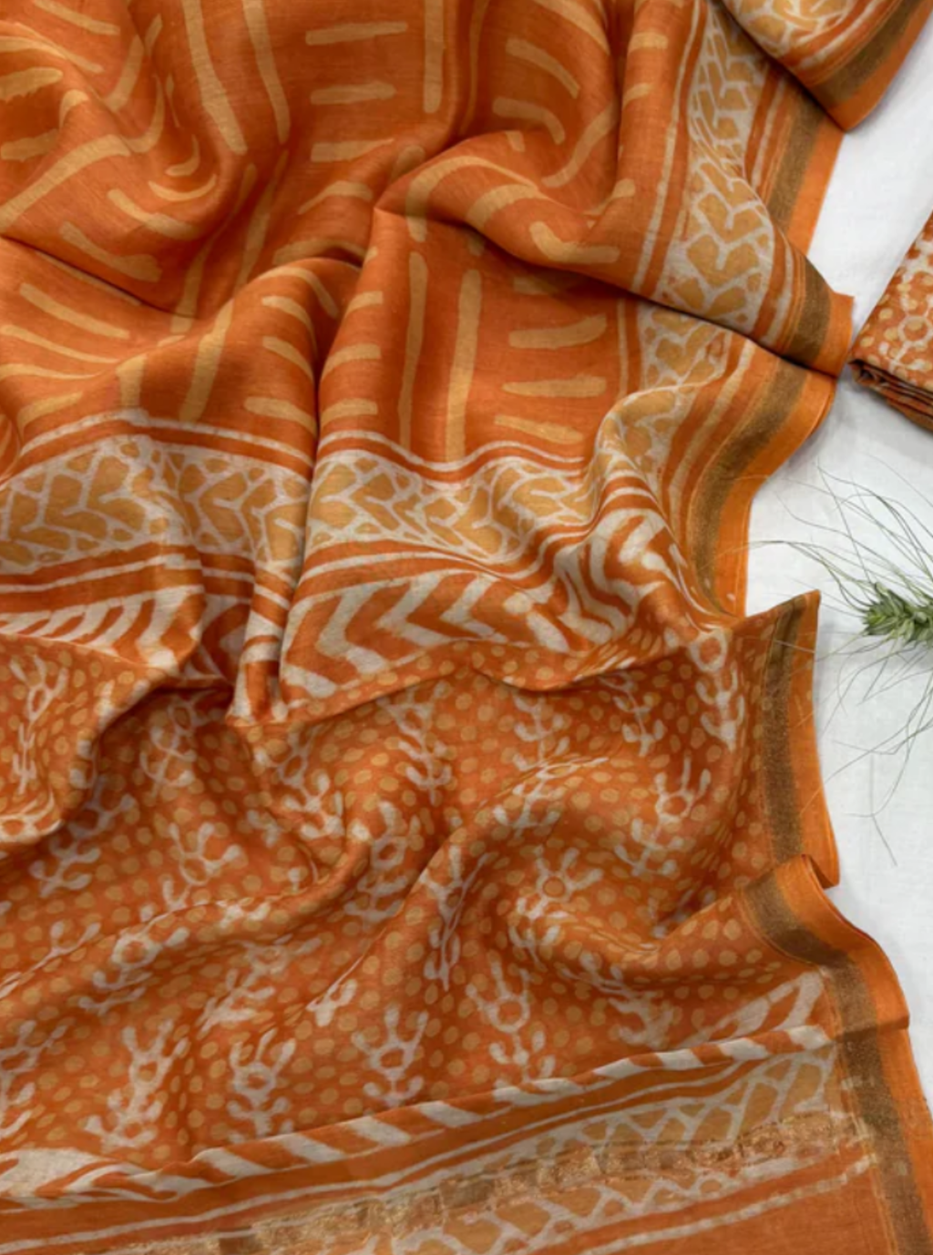 Kesari Rang Chanderi Silk Suit Set