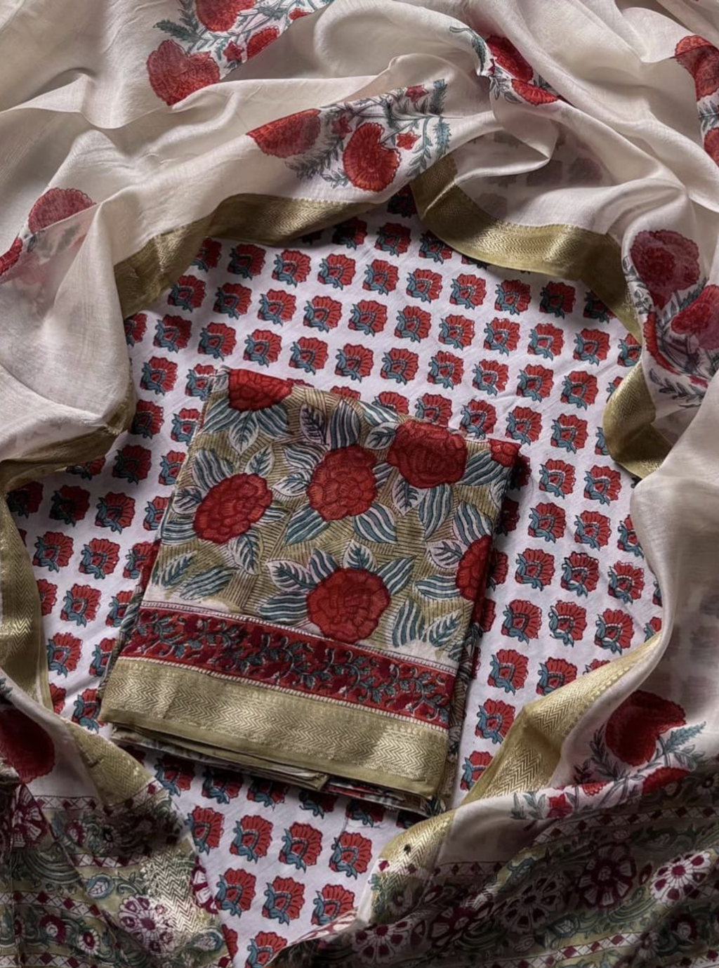 Jaipuri Gulab Maheshwari Silk Suit set