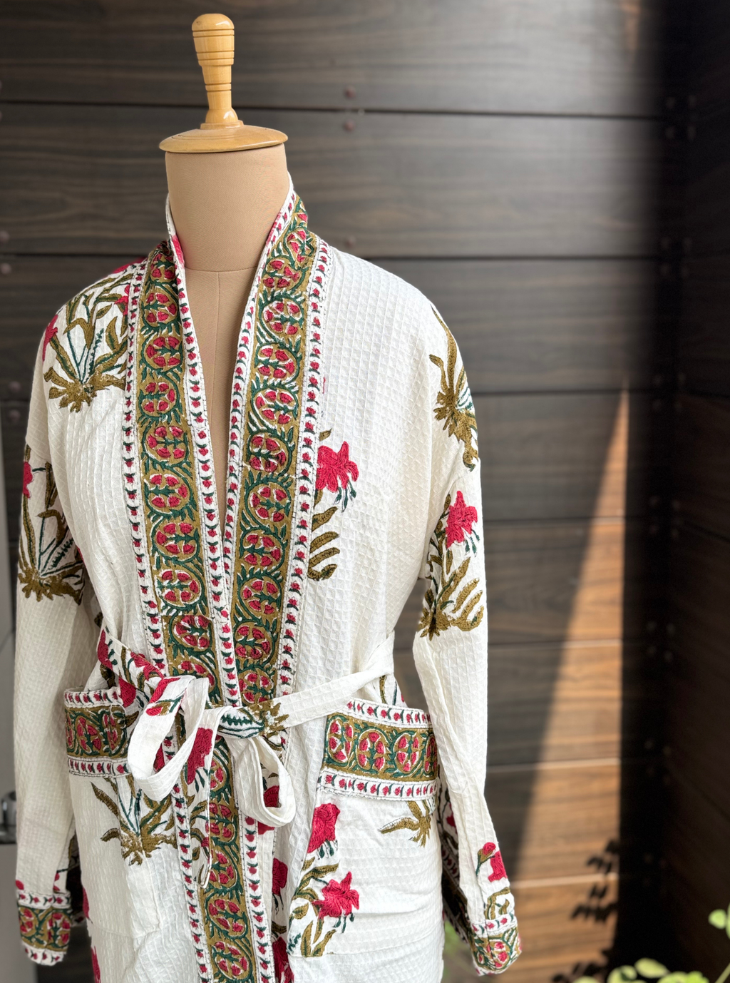 Vintage Rosevine Blockprint Comfort Robe