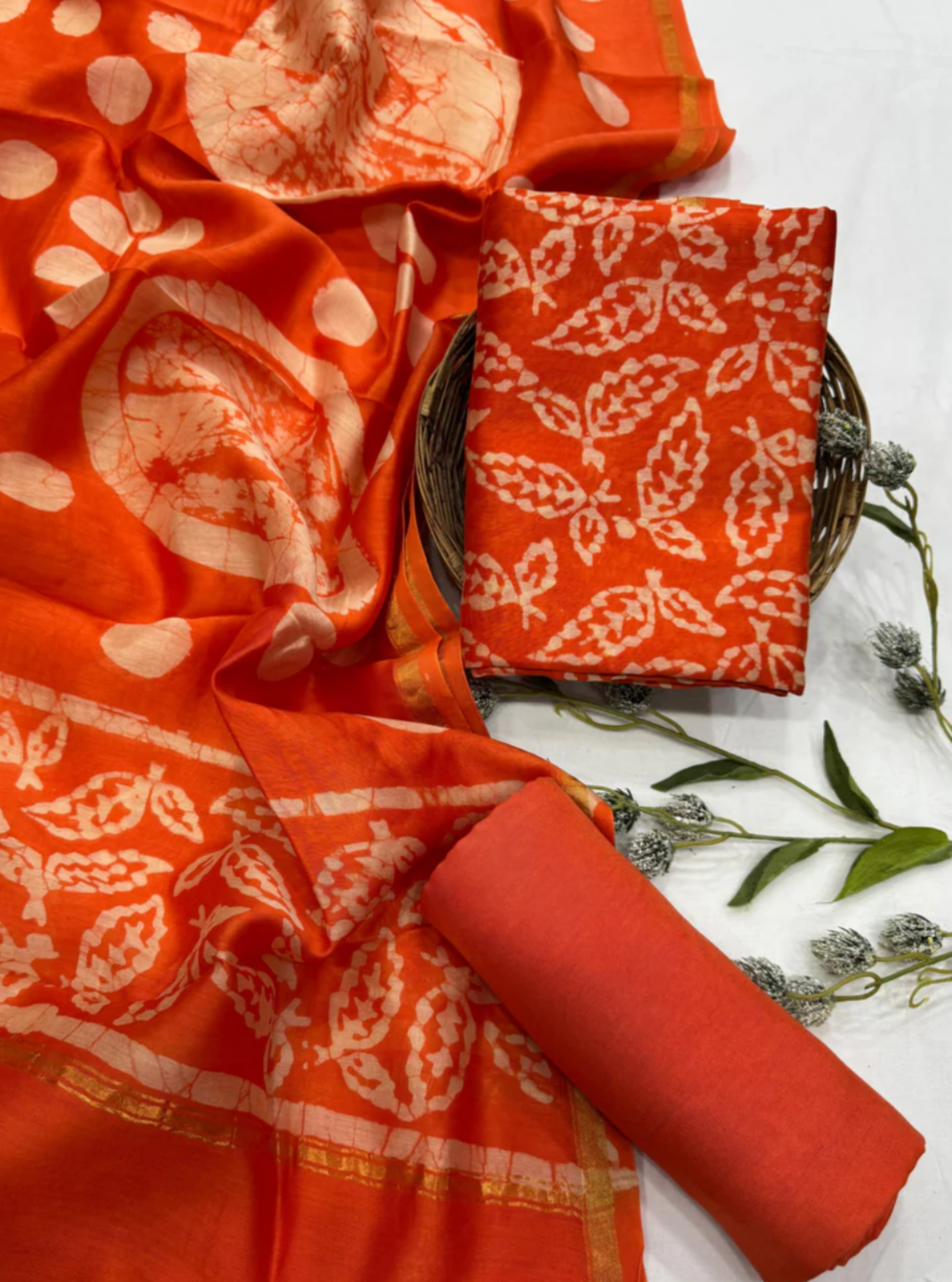 Tangerine Glow Chanderi Silk Suit Set